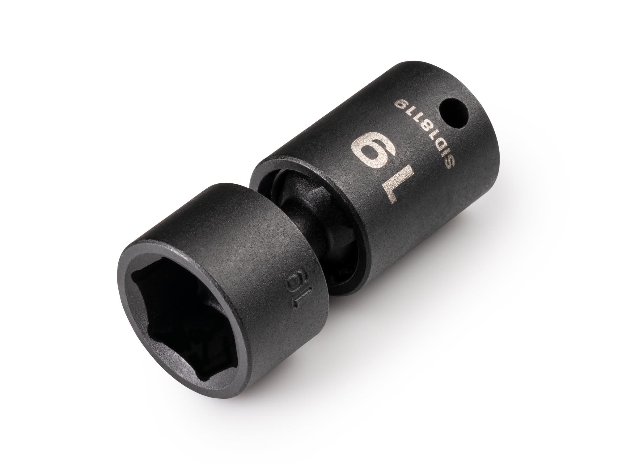 Front-right angle view of Tekton impact drive universal joint socket. Item #SID18119