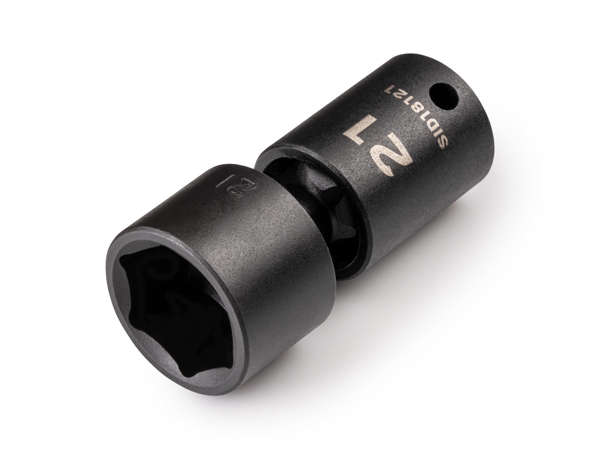 Front-right angle view of Tekton impact drive universal joint socket. Item #SID18121