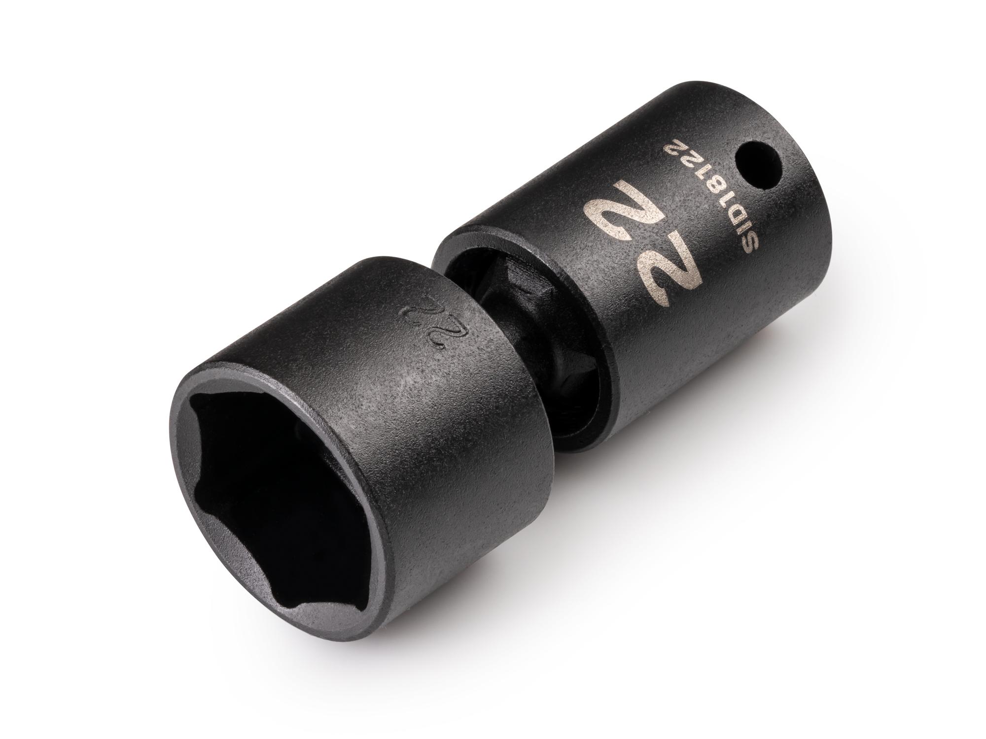 Front-right angle view of Tekton impact drive universal joint socket. Item #SID18122