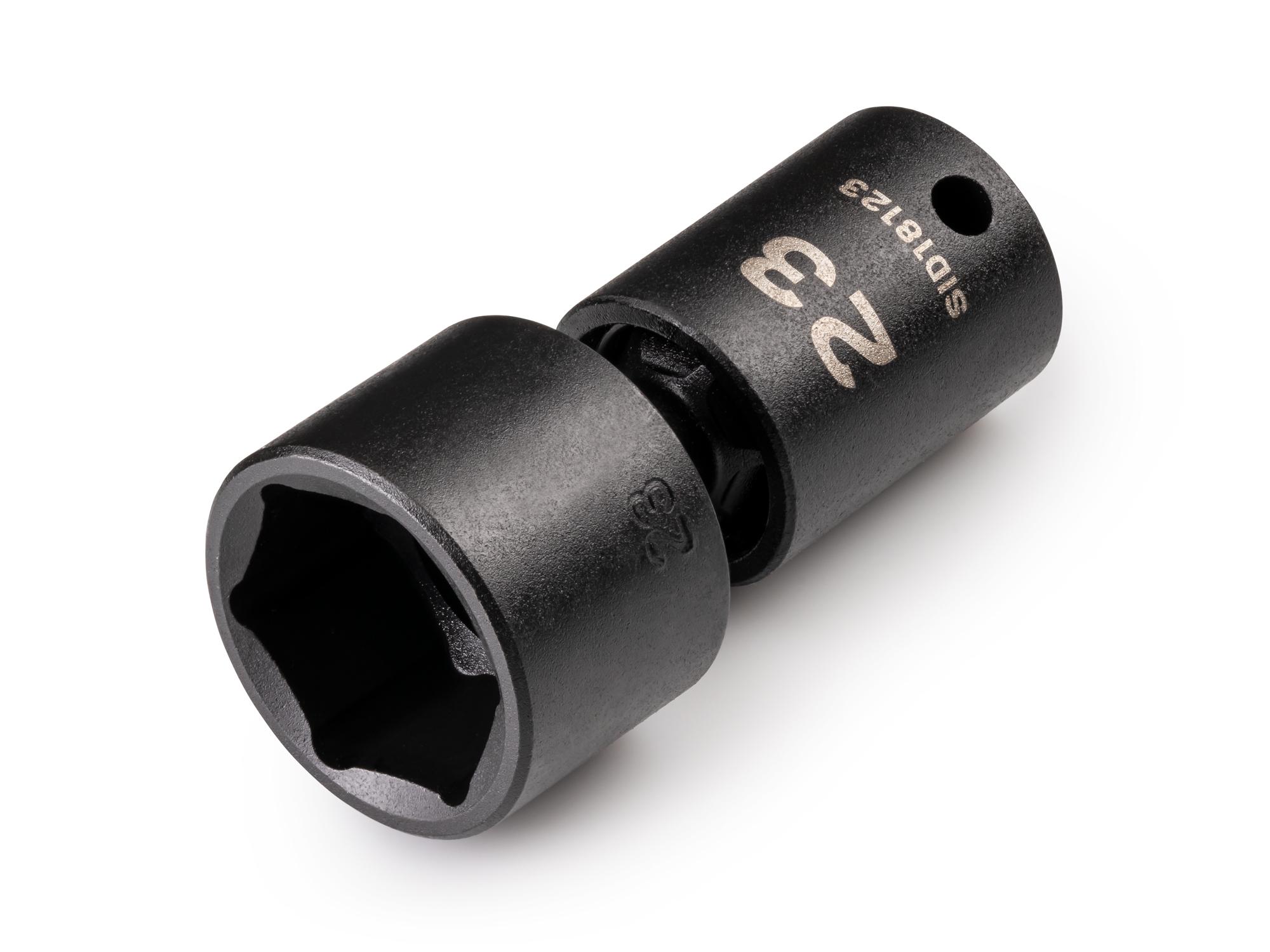Front-right angle view of Tekton impact drive universal joint socket. Item #SID18123