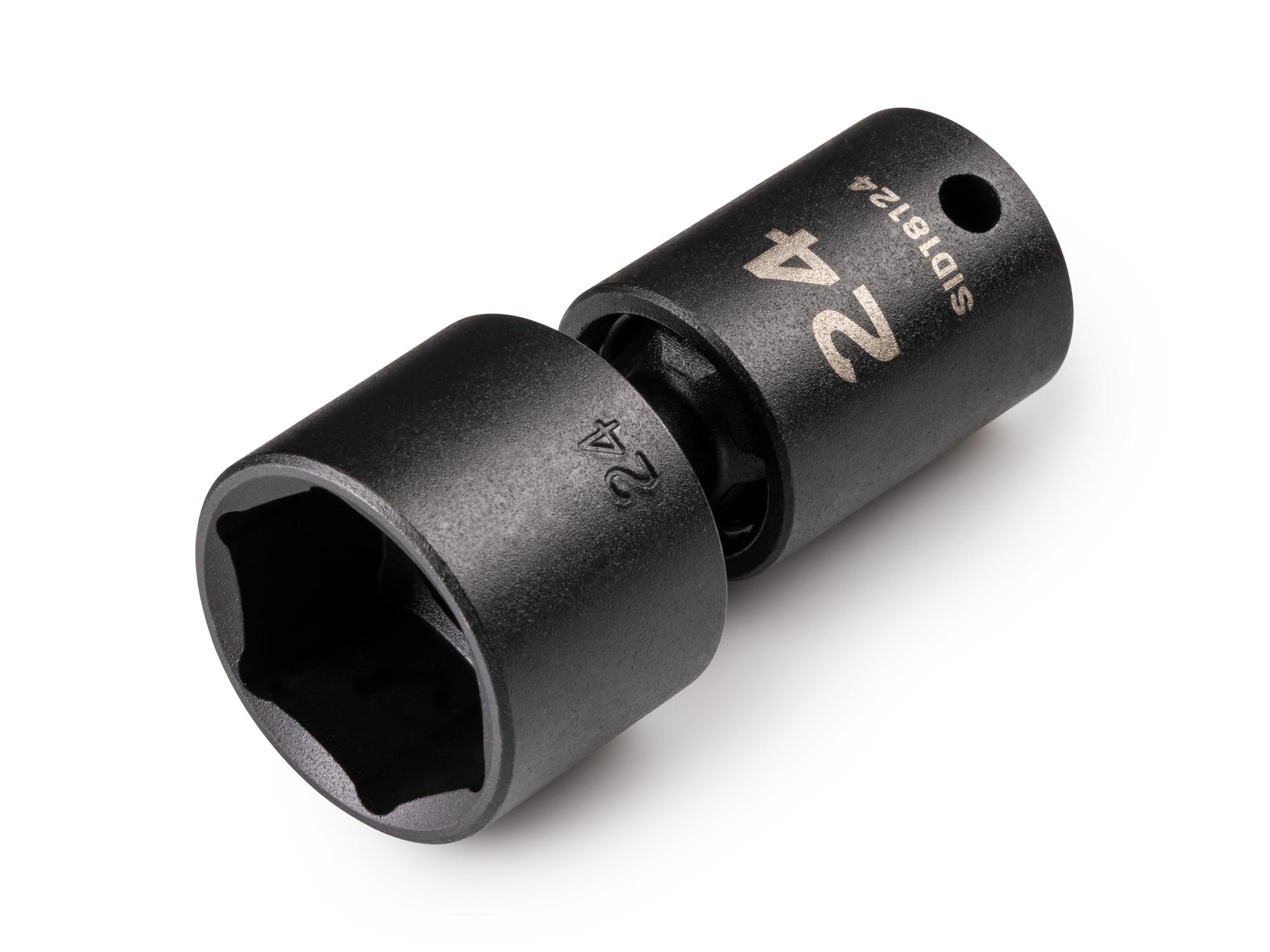 Front-right angle view of Tekton impact drive universal joint socket. Item #SID18124