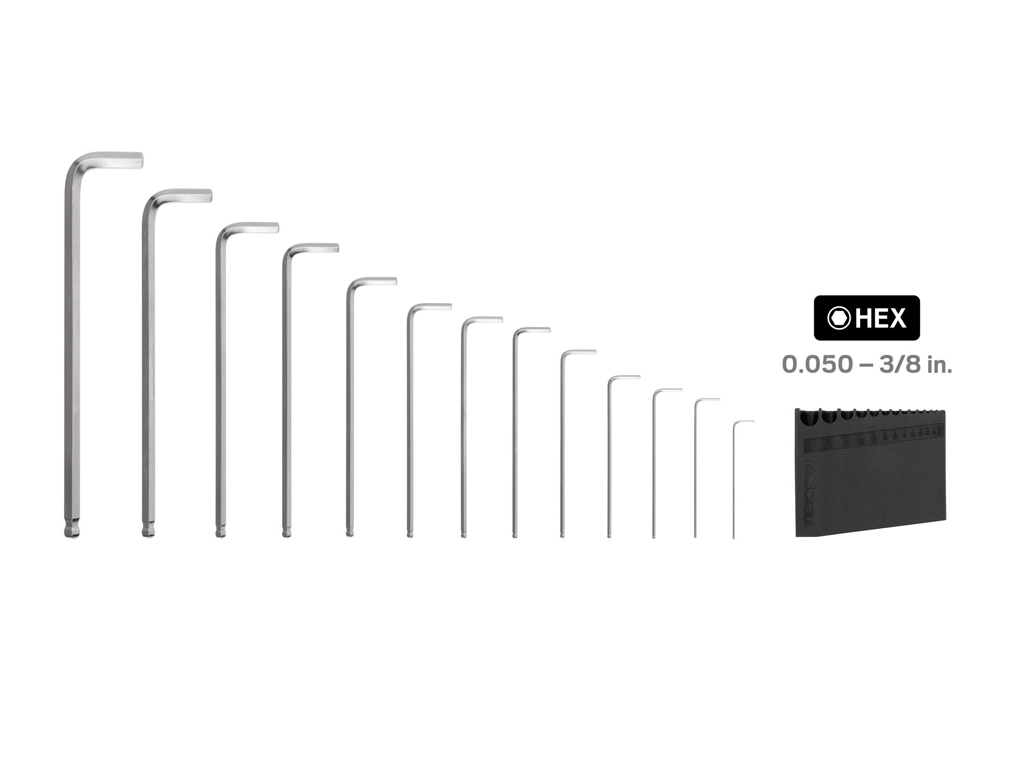 Laid out contents of Tekton holder l-key set. Item #KLX91101
