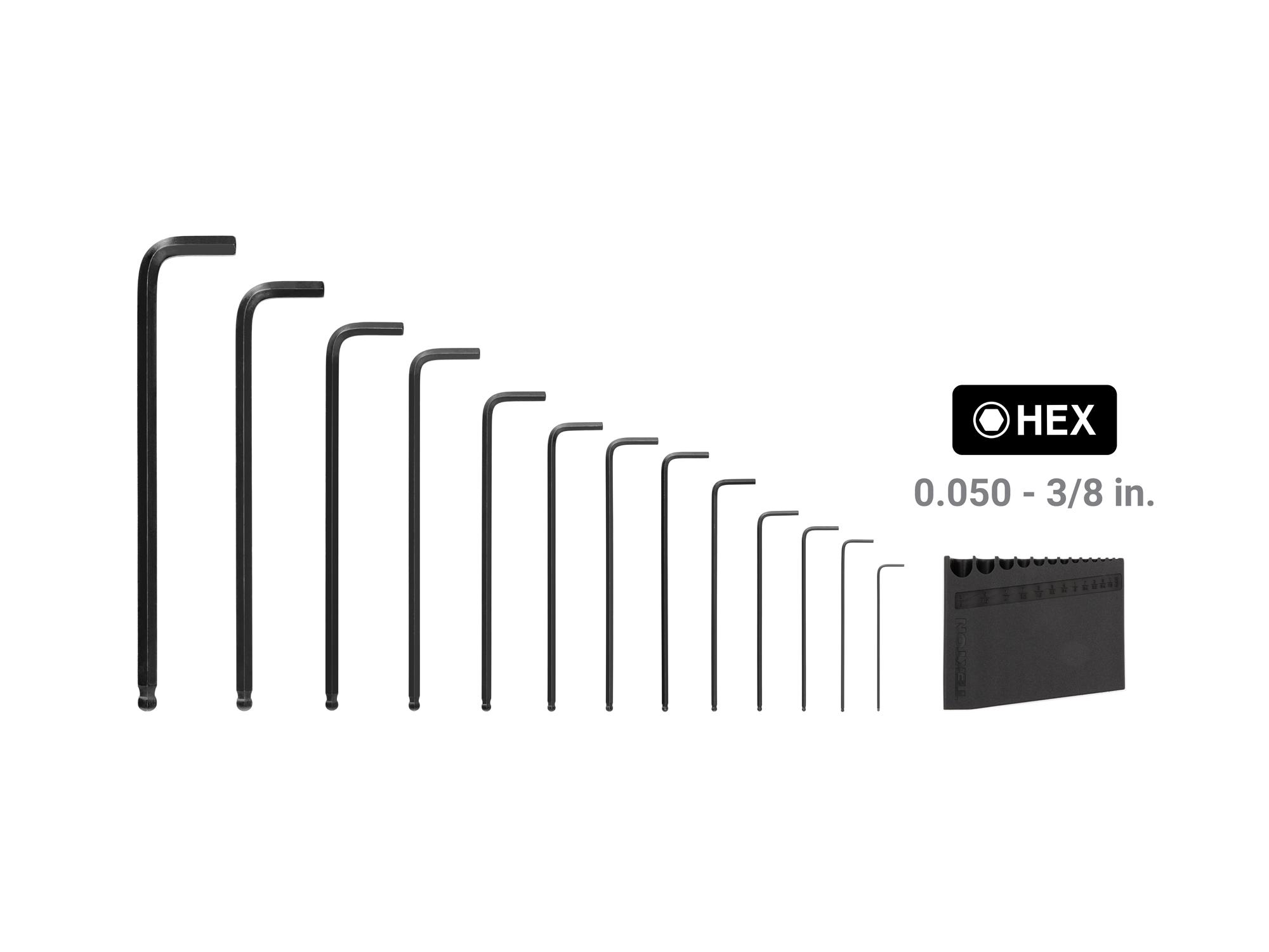 Laid out contents of Tekton holder l-key set. Item #KLX91102