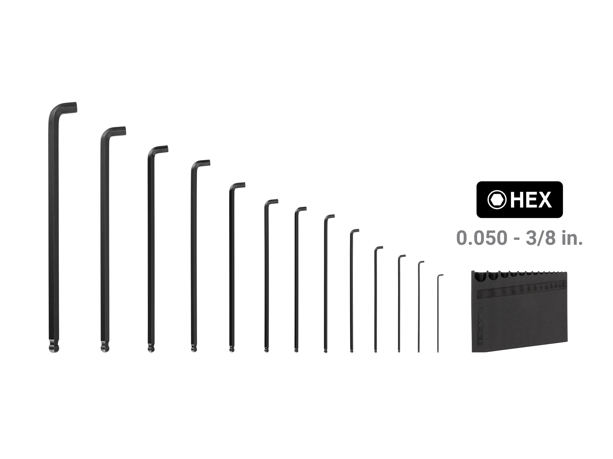 Laid out contents of Tekton holder l-key set. Item #KLX91112