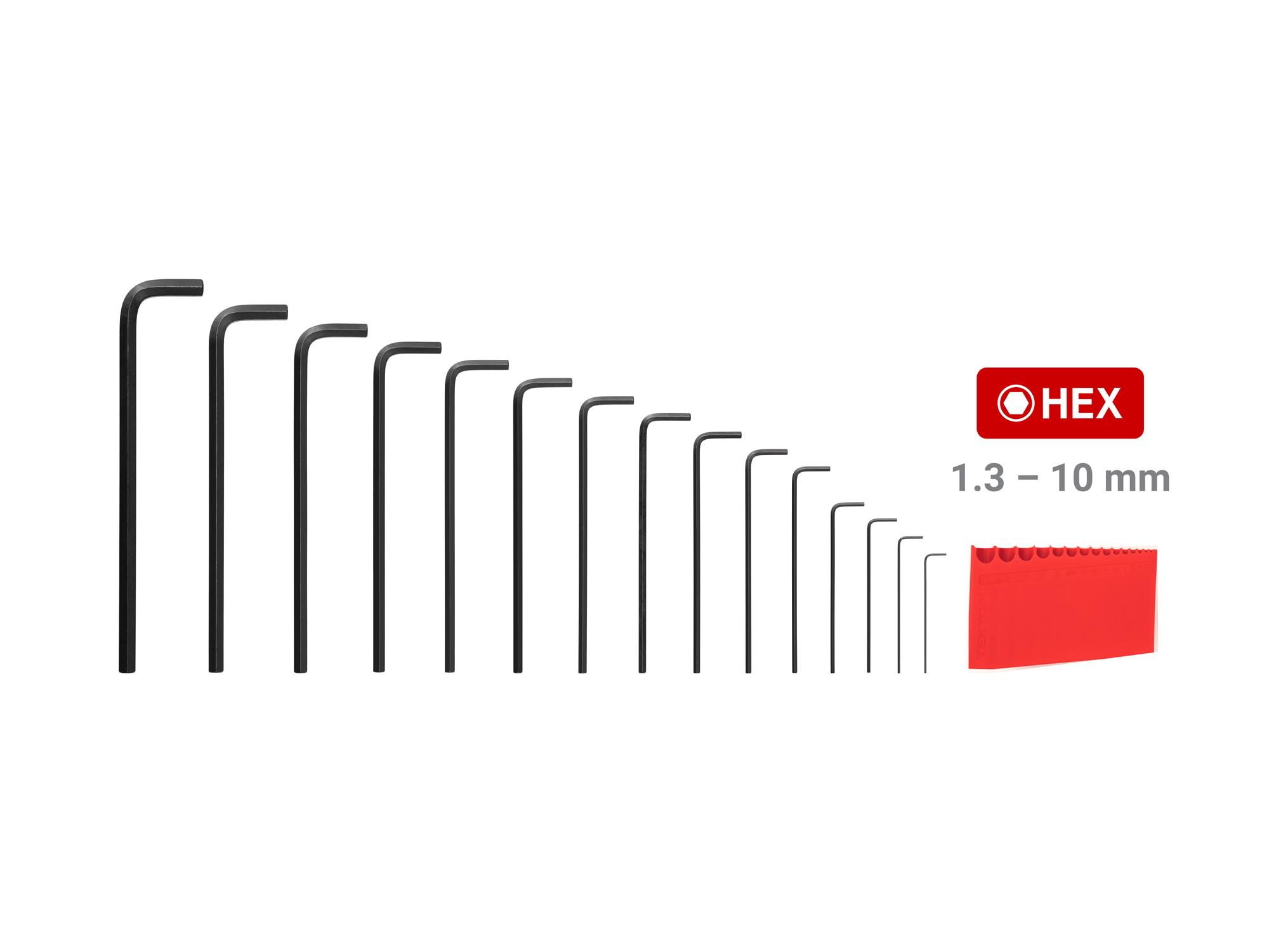 Laid out contents of Tekton holder l-key set. Item #KLX91205