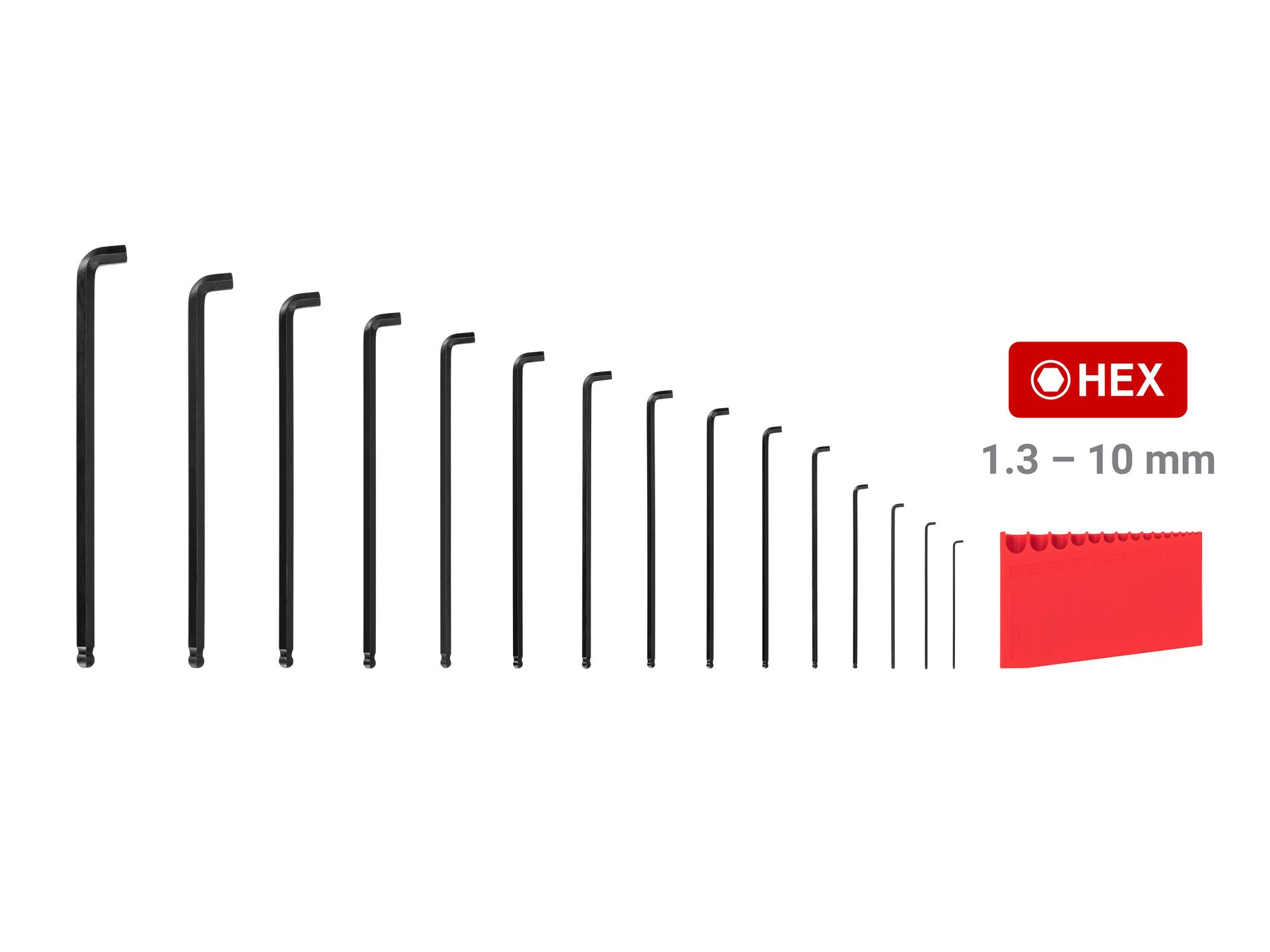 Laid out contents of Tekton holder l-key set. Item #KLX91213