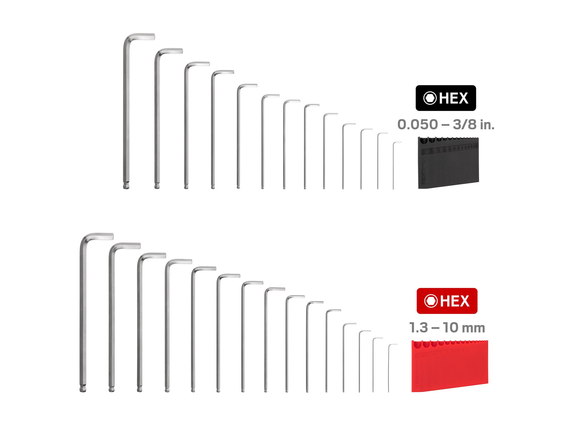 Laid out contents of Tekton holder l-key set. Item #KLX91301