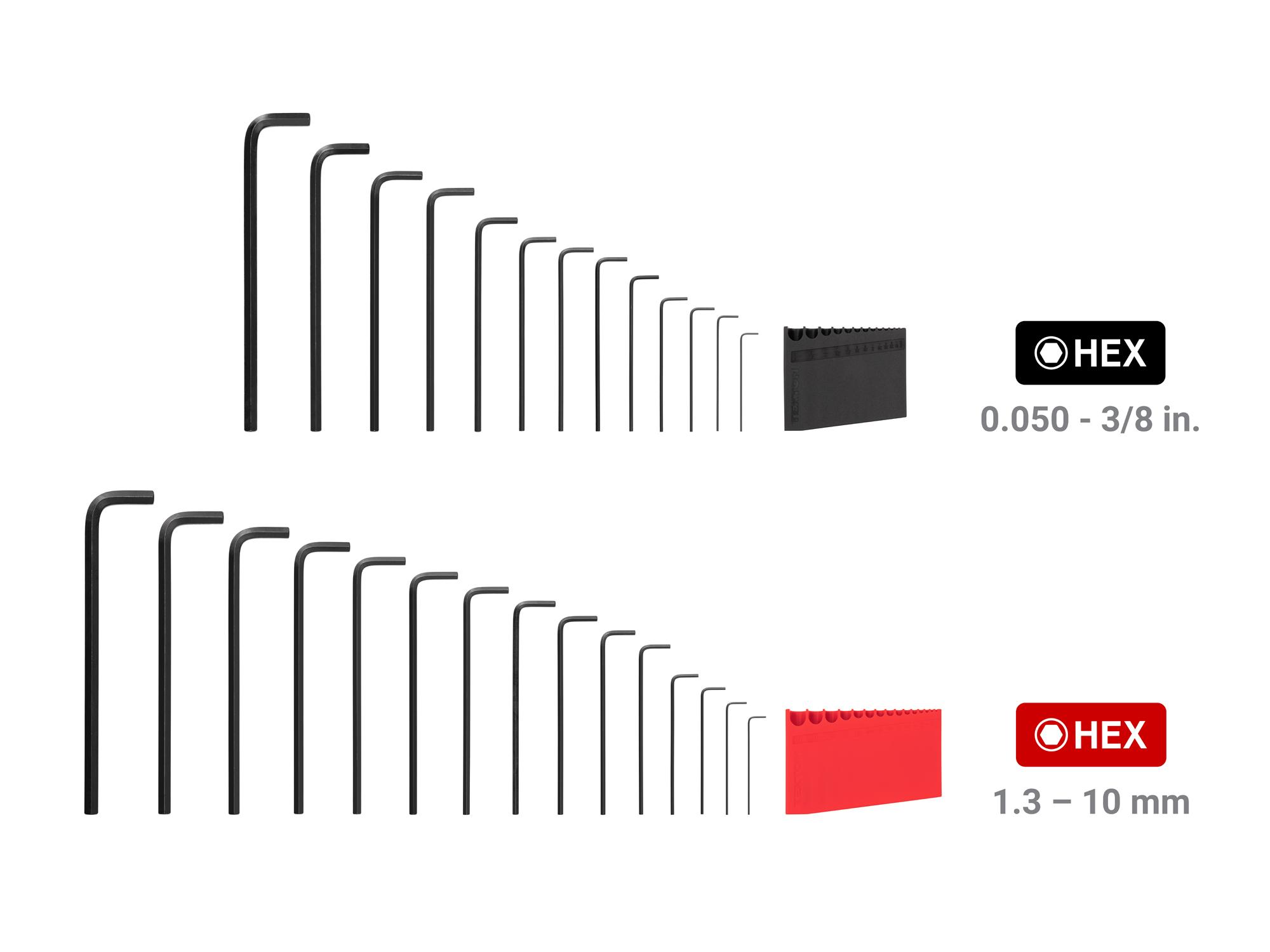 Laid out contents of Tekton holder l-key set. Item #KLX91303