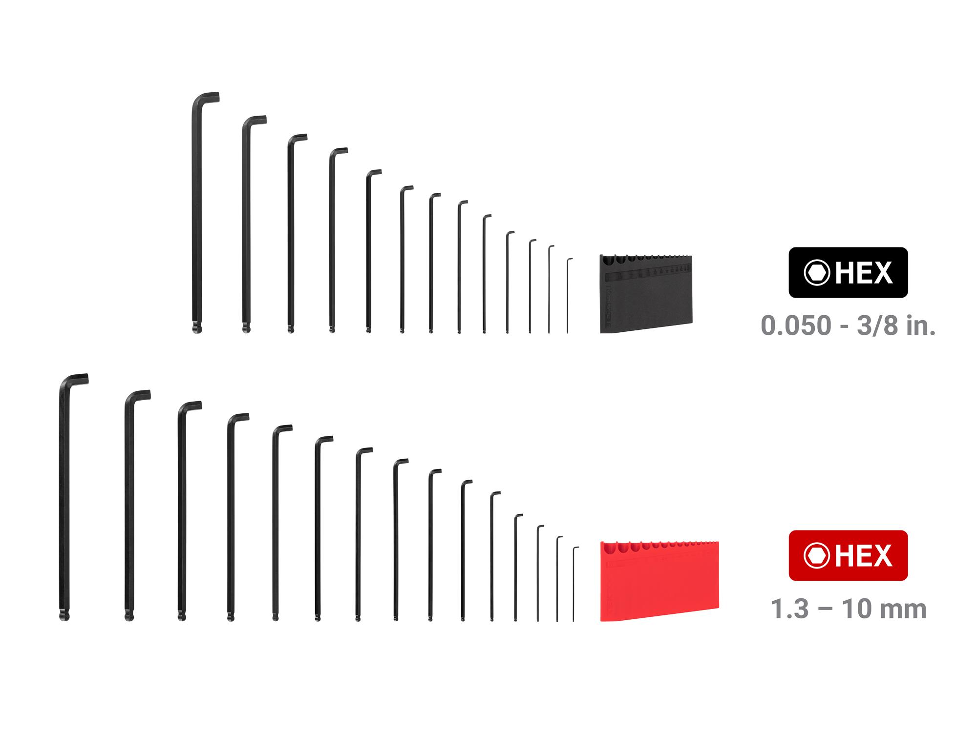 Laid out contents of Tekton holder l-key set. Item #KLX91312
