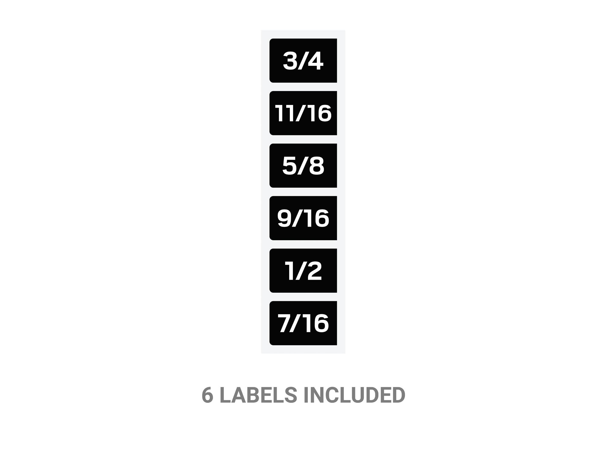 View of label for black Tekton rack hex key organization. Item #OKH61502