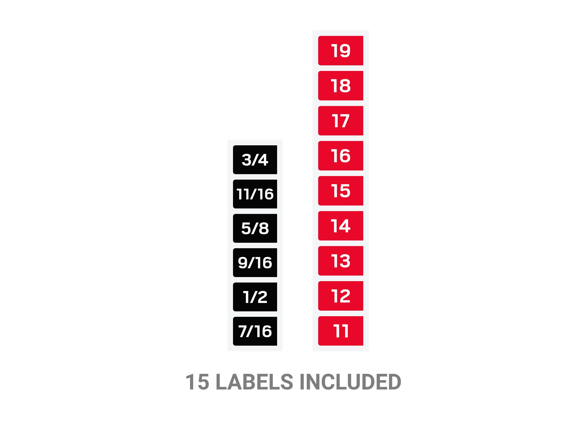 View of label for Tekton rack l-key set. Item #KLX92301