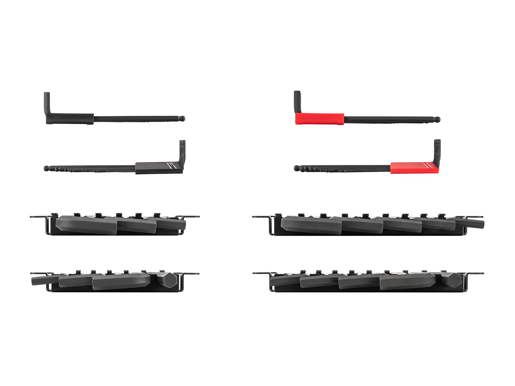 Side view of Tekton holder and rack l-key set. Item #KLX99301