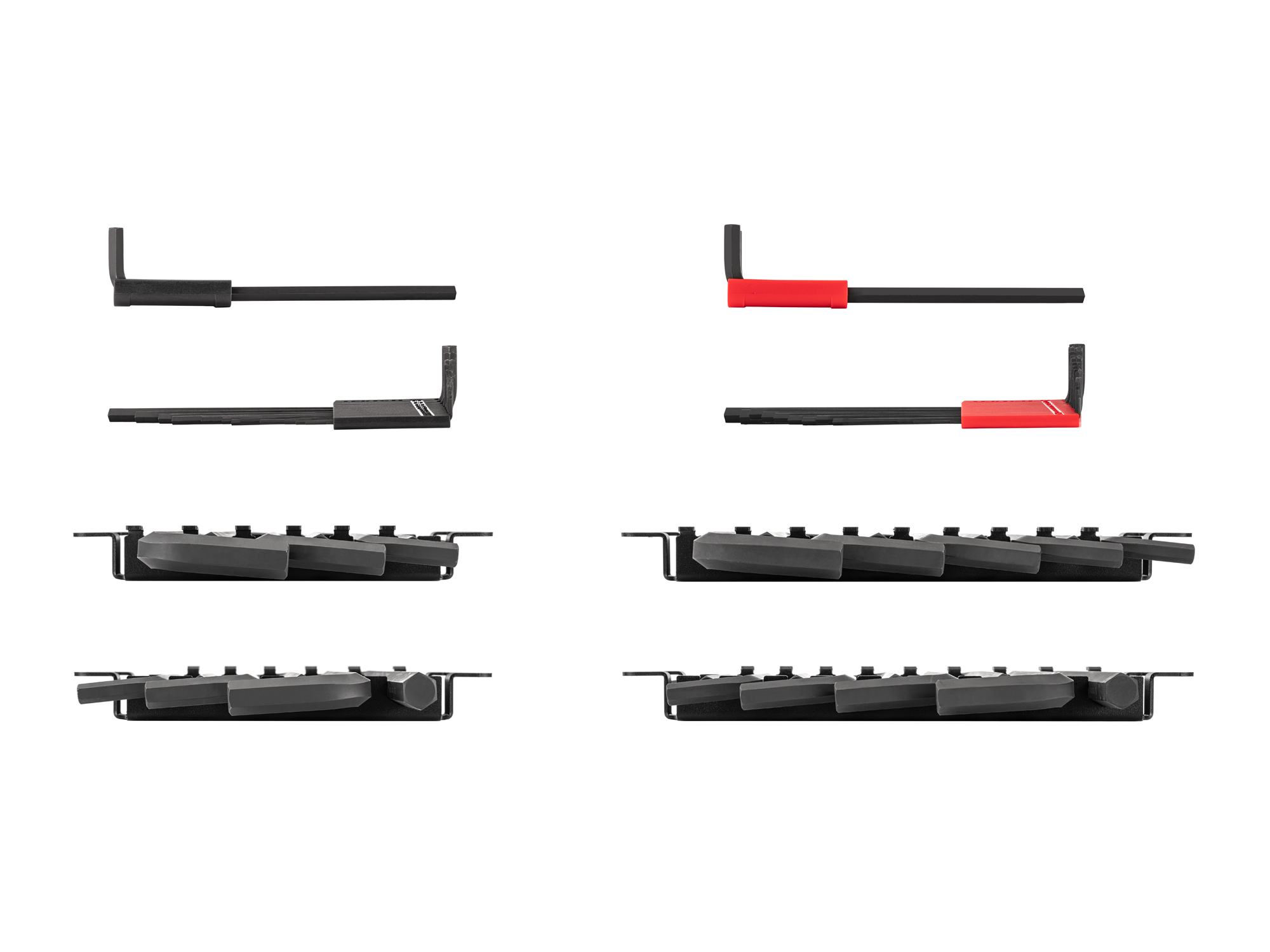 43-piece set includes 0.050–3/4 inch (SAE), 1.3–19 mm (metric) flat end hex L-keys. Comes with quick-access holders and racks. No skipped sizes. KLX99302.