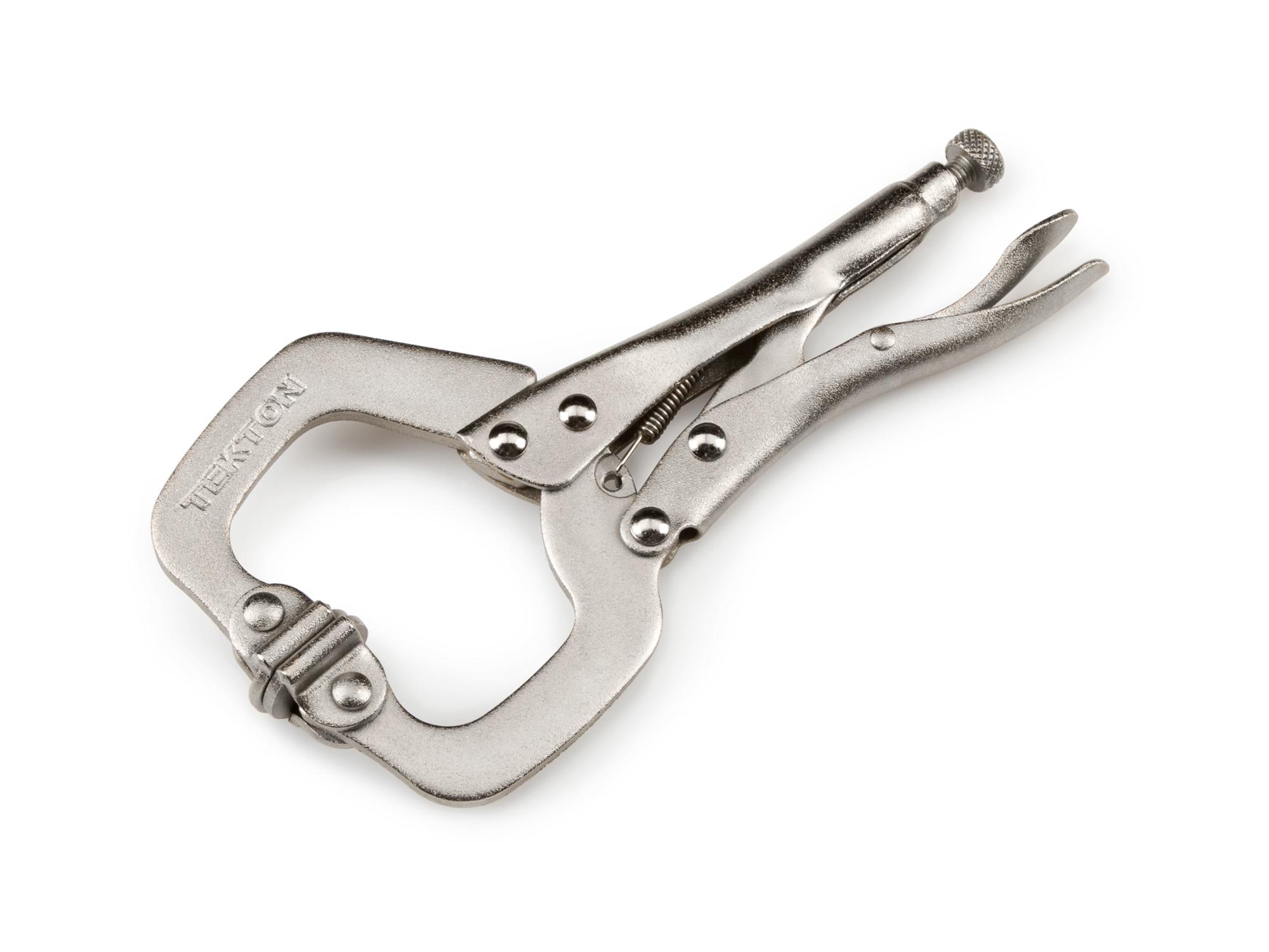 Front-right angle view of Tekton 6 inch locking clamp. Item #3816