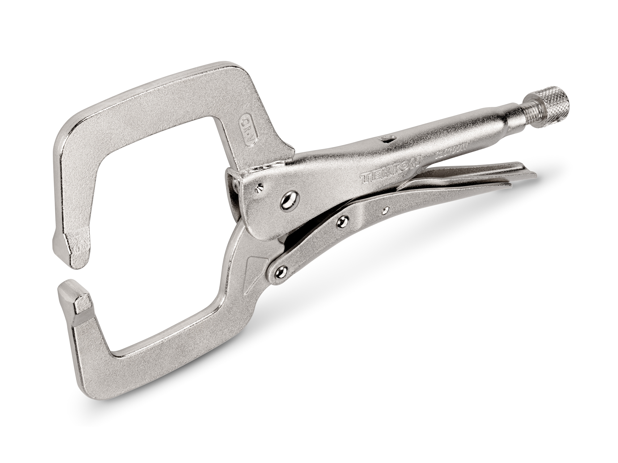 Front-right angle view of Tekton 11 inch locking clamp Item #CLC10011