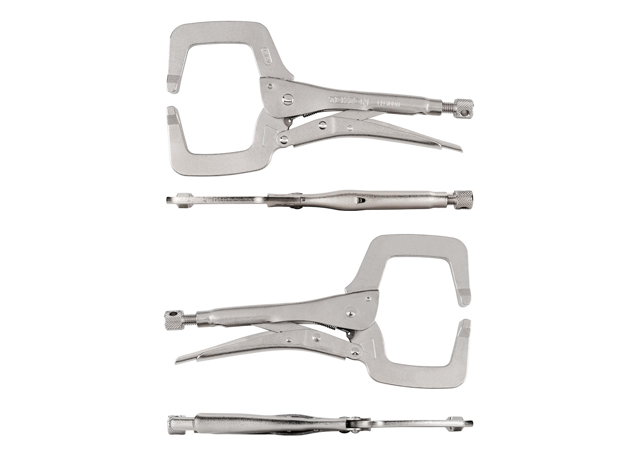 Side view of Tekton 11 inch locking clamp. Item #CLC10011