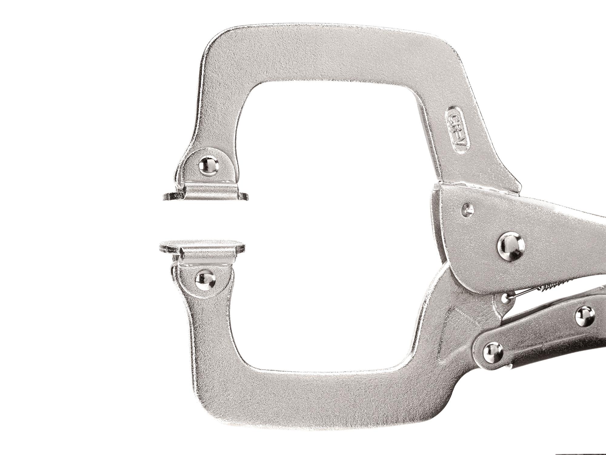 Closeup view of Tekton 11 inch locking clamp. Item #CLC11011