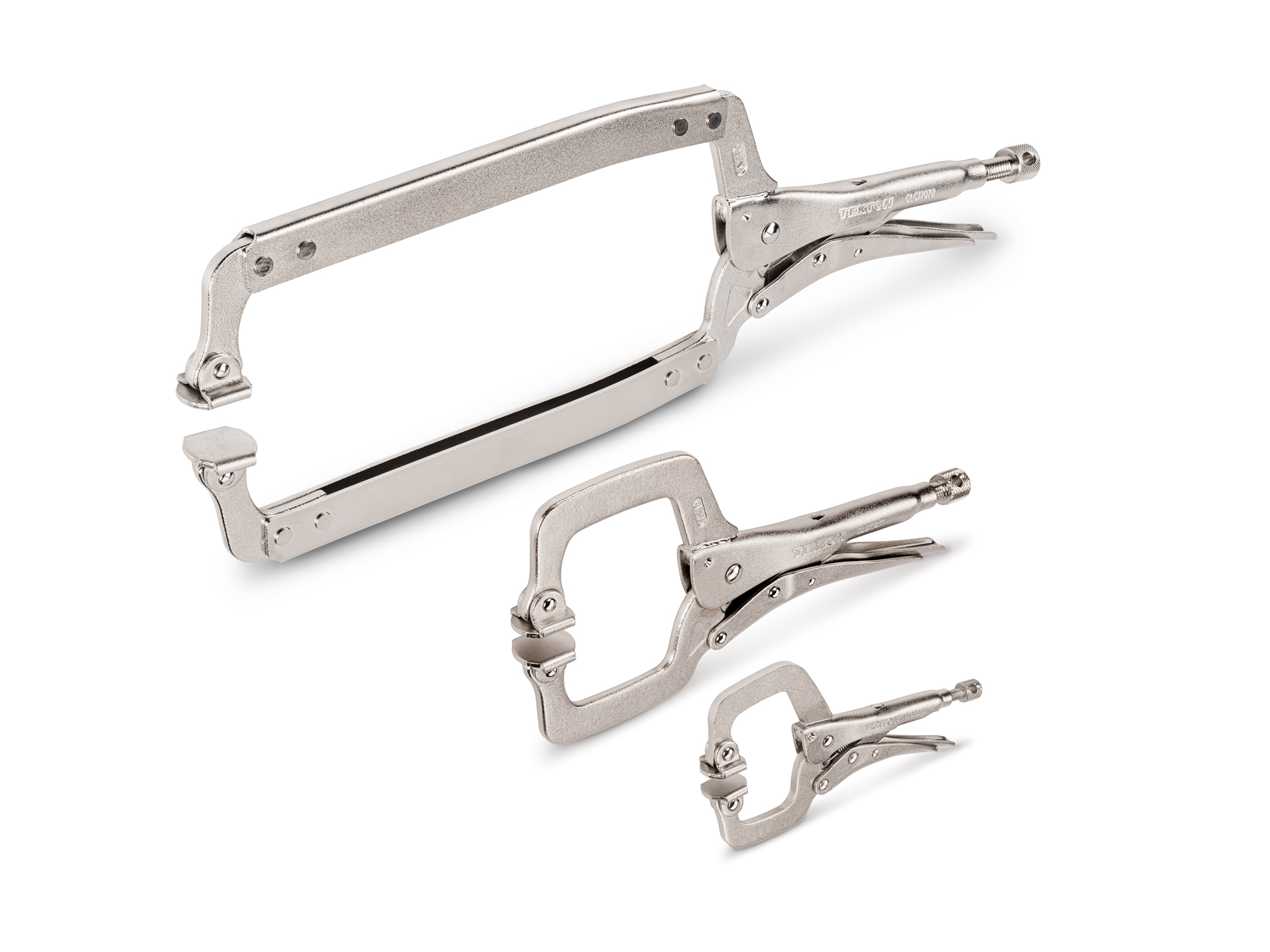 Front-right angle view of Tekton locking clamp set. Item #CLC91102