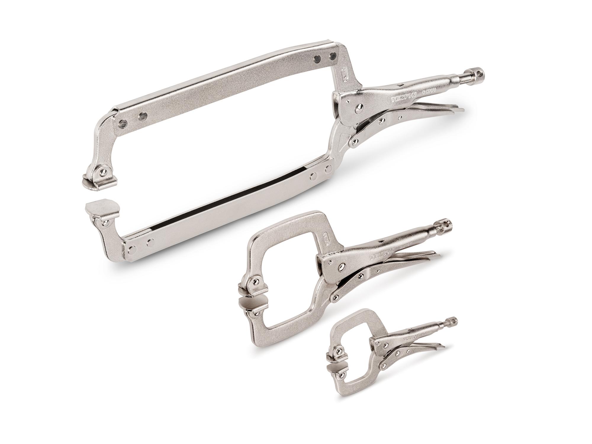 Front-right angle view of Tekton locking clamp set. Item #CLC91102