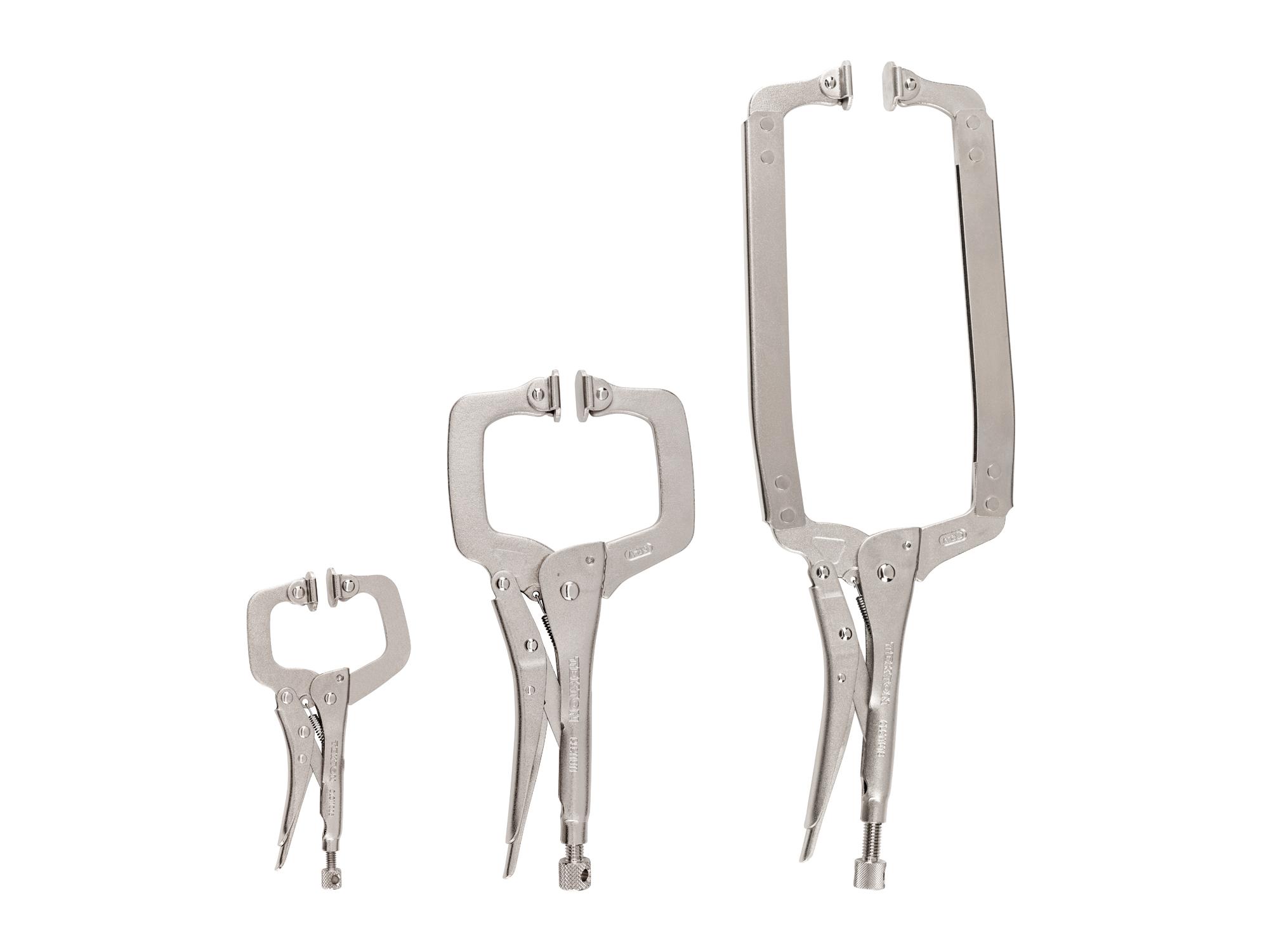Locking C-Clamp with Swivel Pads Set (3-Piece)