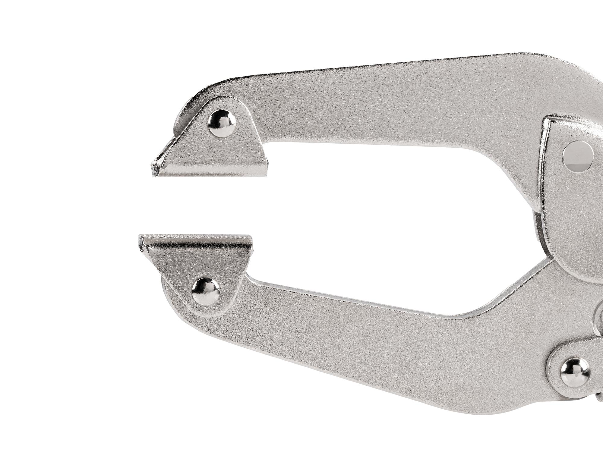 Closeup view of Tekton 11 inch locking clamp. Item #CLK11011