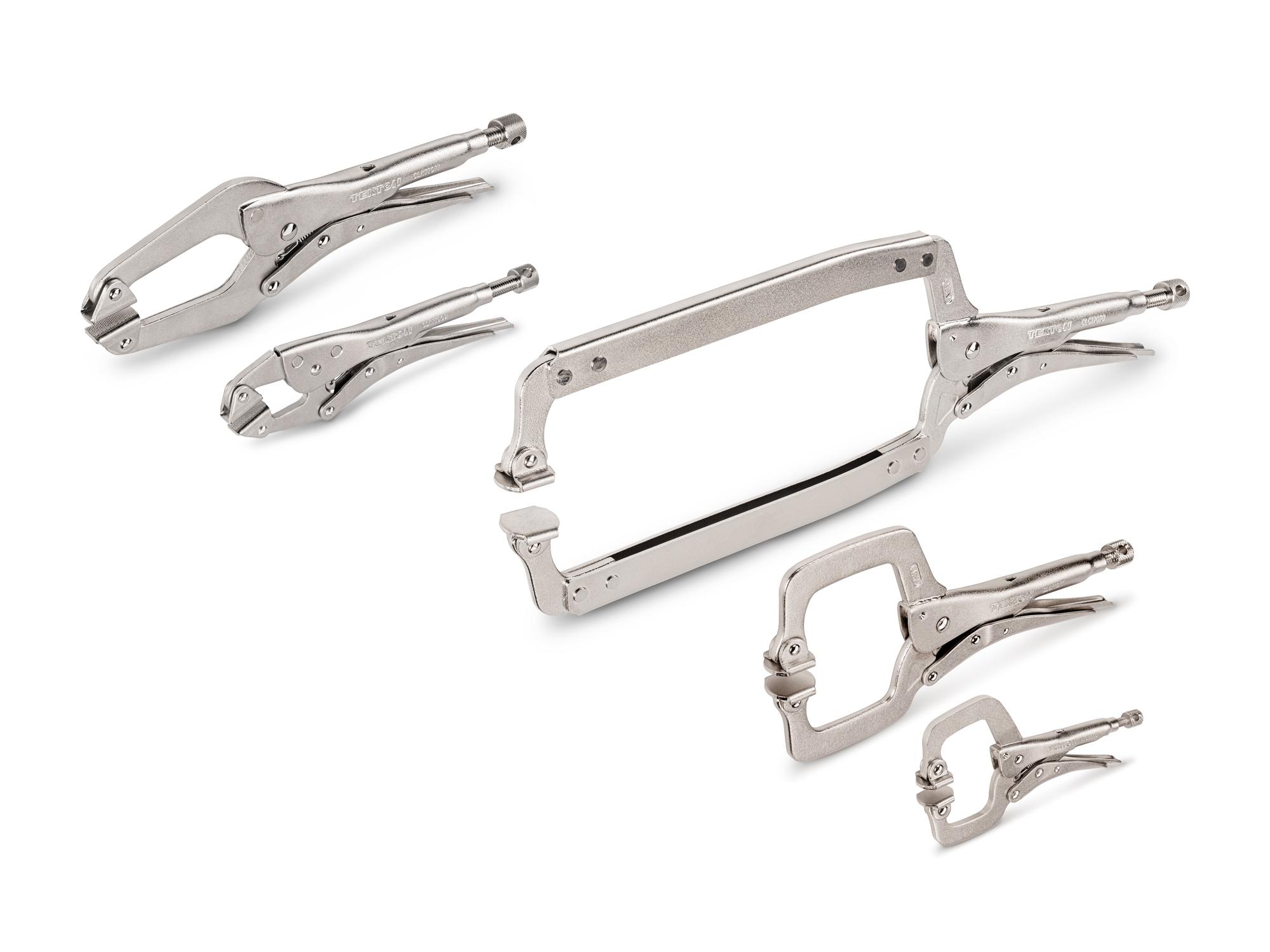 Front-right angle view of Tekton locking clamp set. Item #CLK91102
