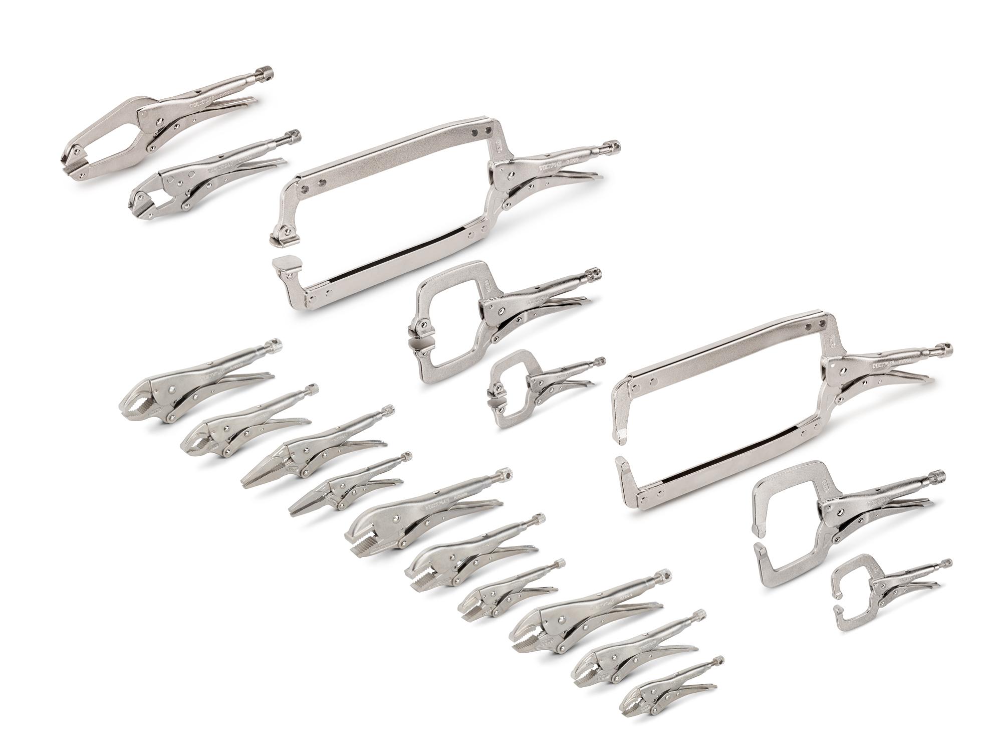 Front-right angle view of Tekton locking clamp set. Item #PLK90005