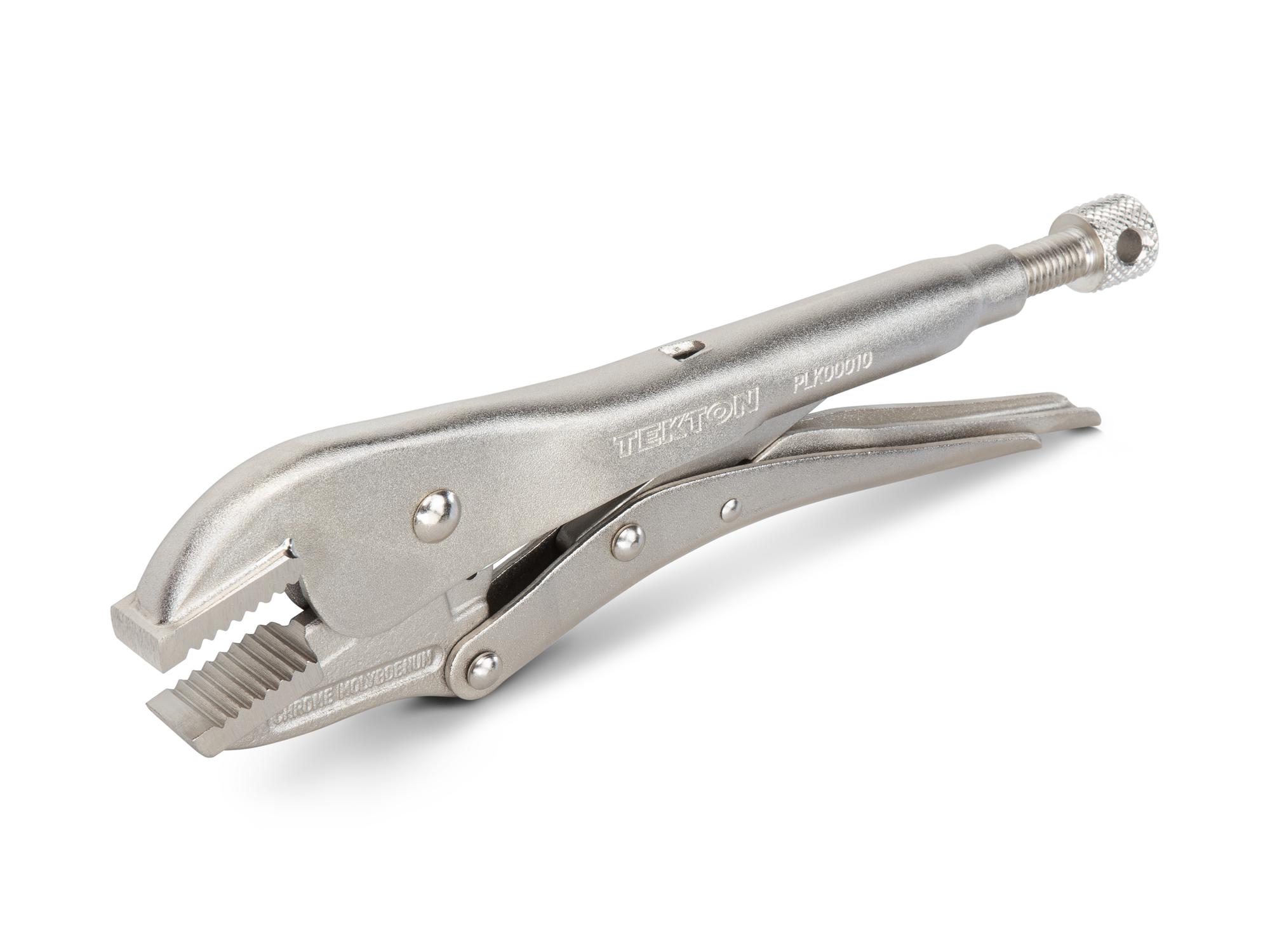 Front-right angle view of Tekton 10 inch locking pliers. Item #PLK00010
