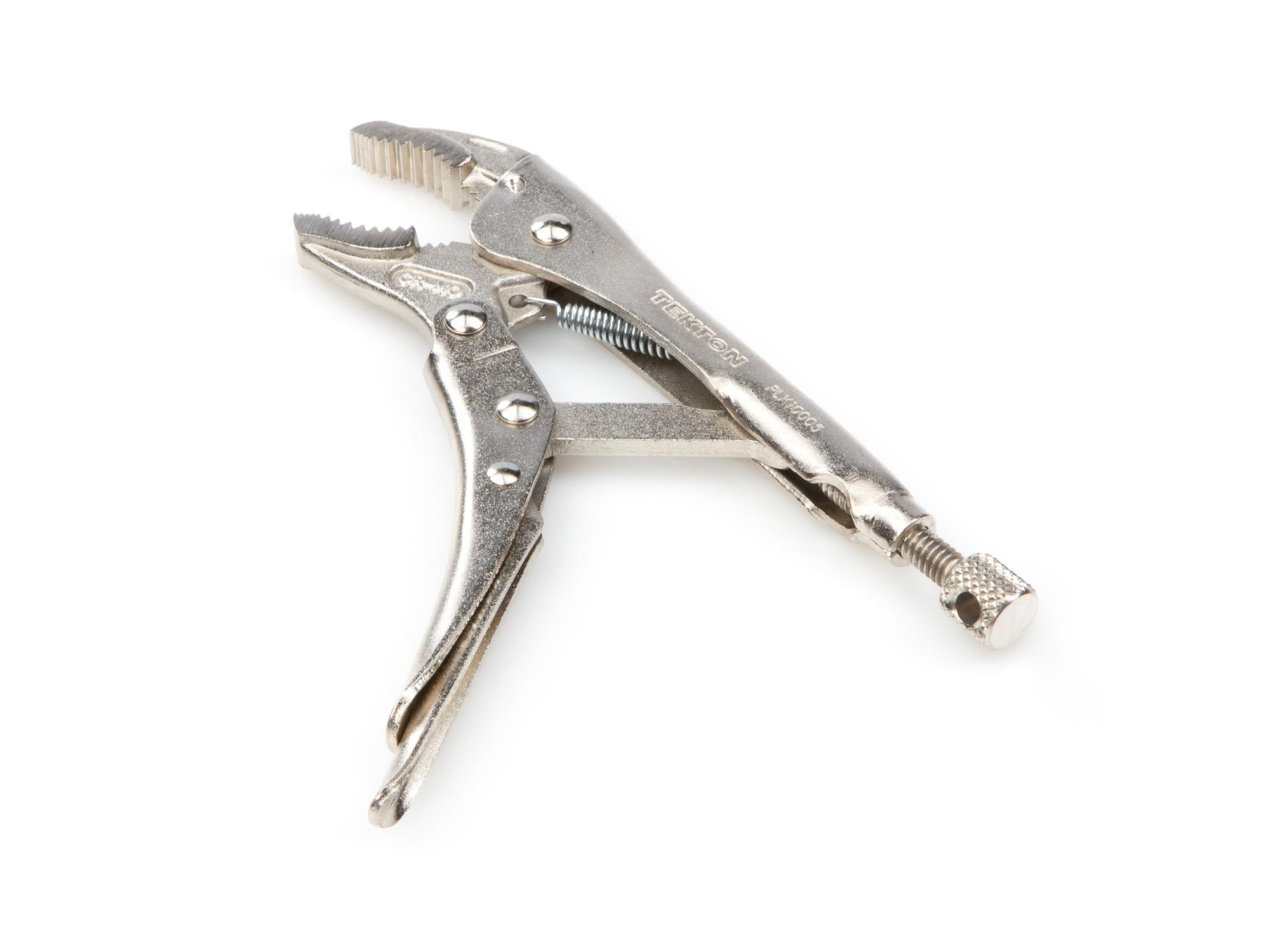 Back angle view of Tekton 5 inch locking pliers. Item #PLK10005