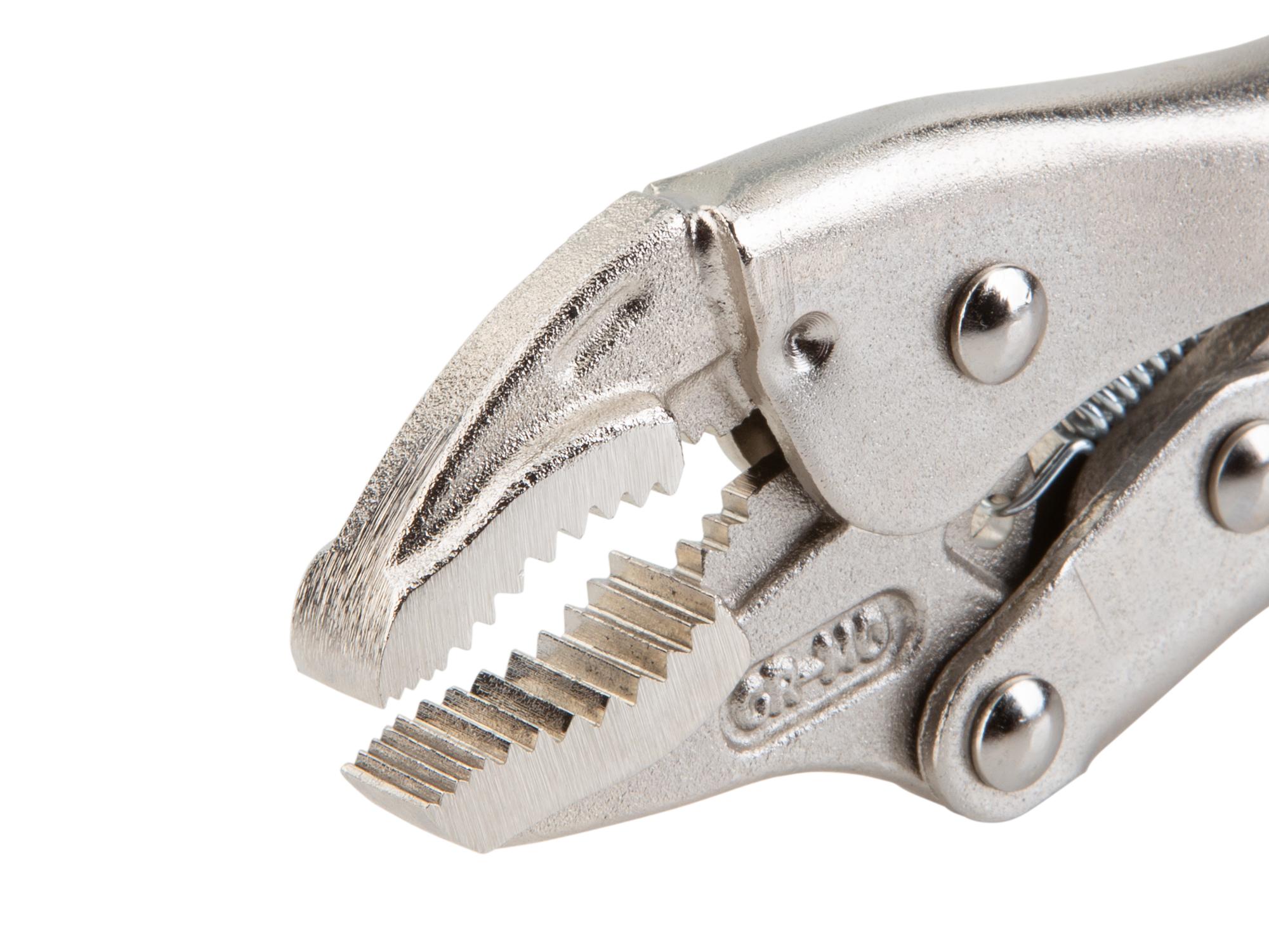 Closeup view of Tekton 5 inch locking pliers. Item #PLK10005