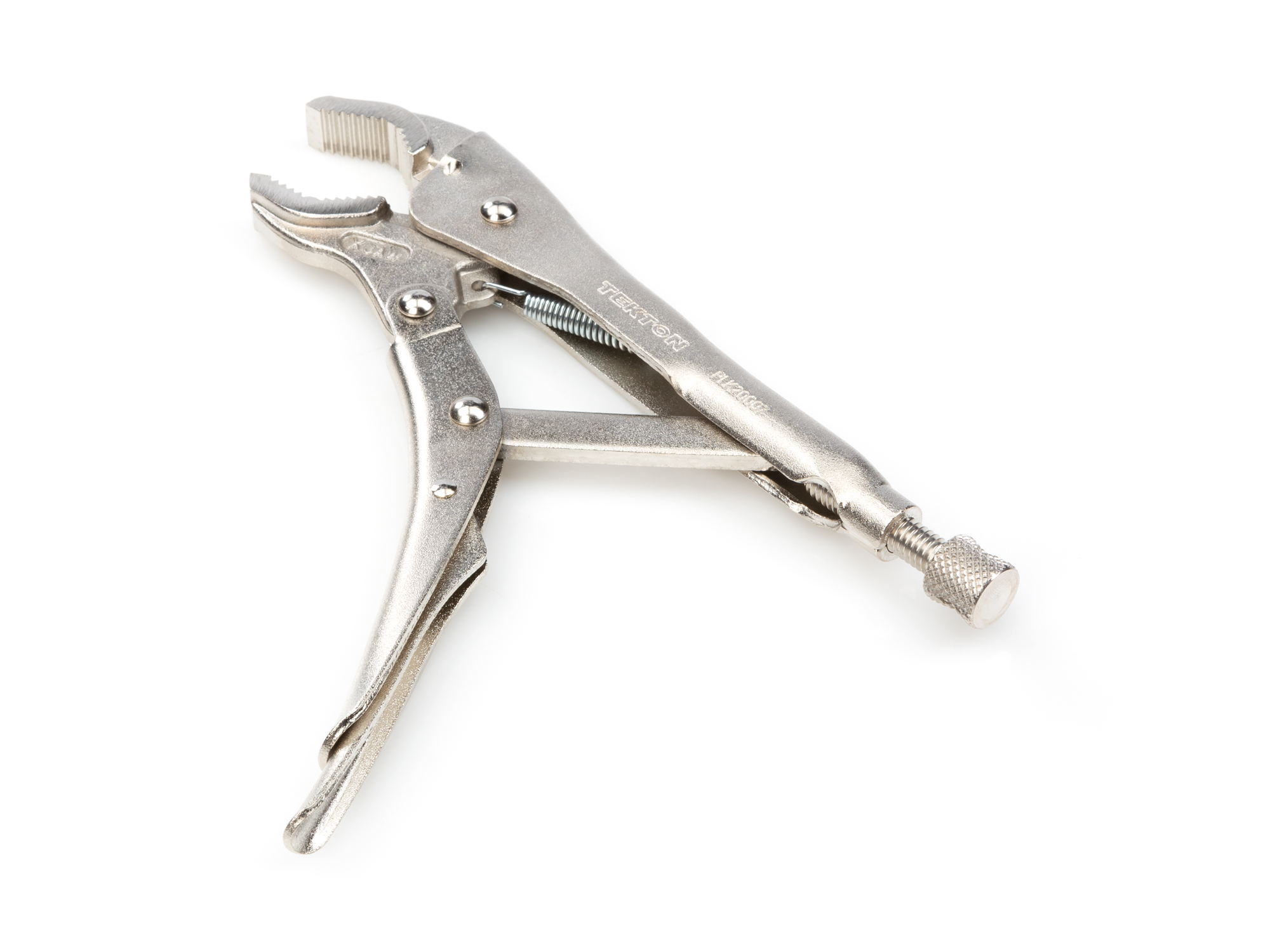 7 inch deep bite round jaw locking pliers. Jaws slide forward as they close to create extra-high clamping pressure for pipes and rounded-off nuts. PLK20007.