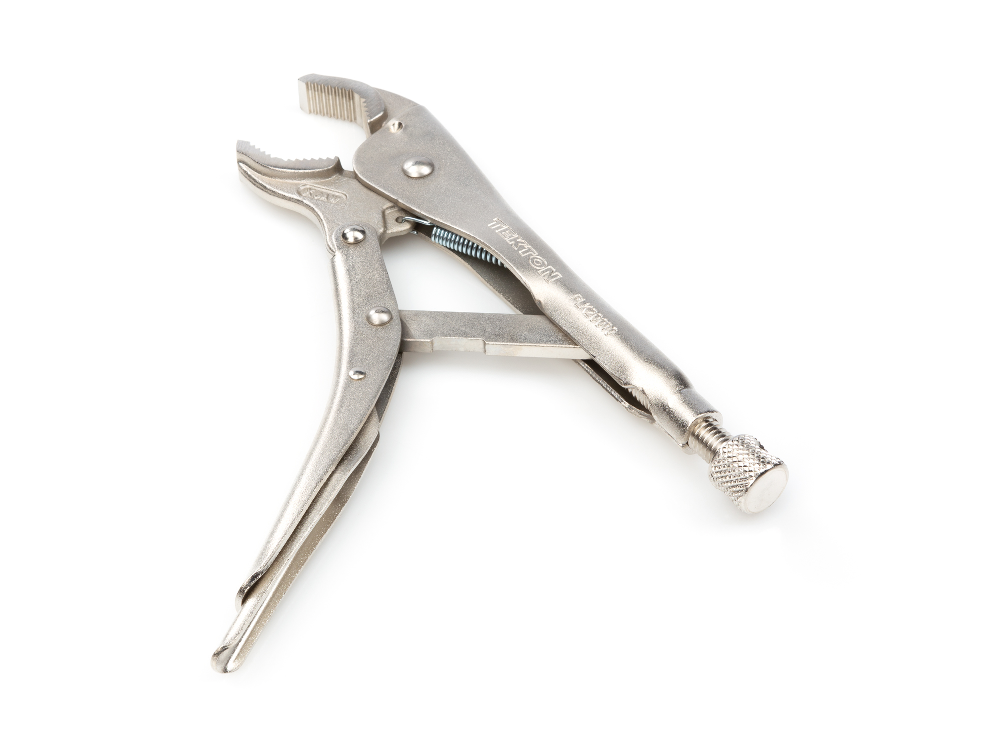 10 inch deep bite round jaw locking pliers. Jaws slide forward as they close to create extra-high clamping pressure for pipes and rounded-off nuts. PLK20010.