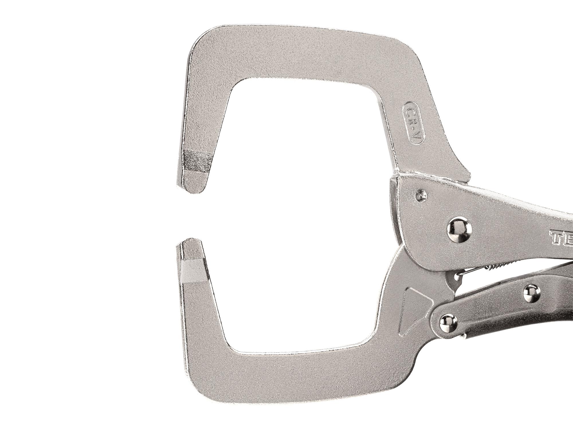 Closeup view of Tekton 11 inch locking clamp. Item #CLC10011