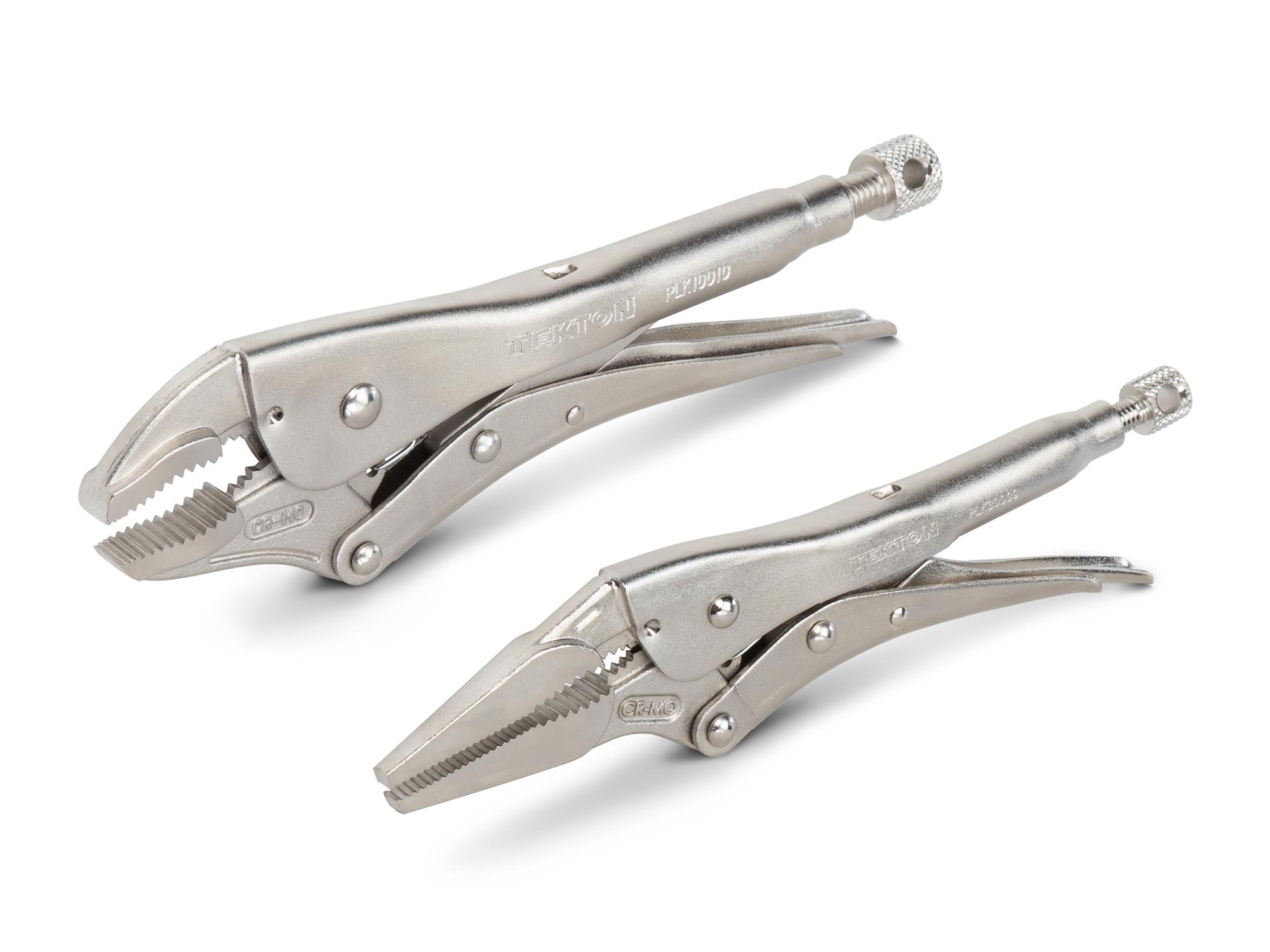 Front-right angle view of Tekton locking pliers set. Item #PLK99901