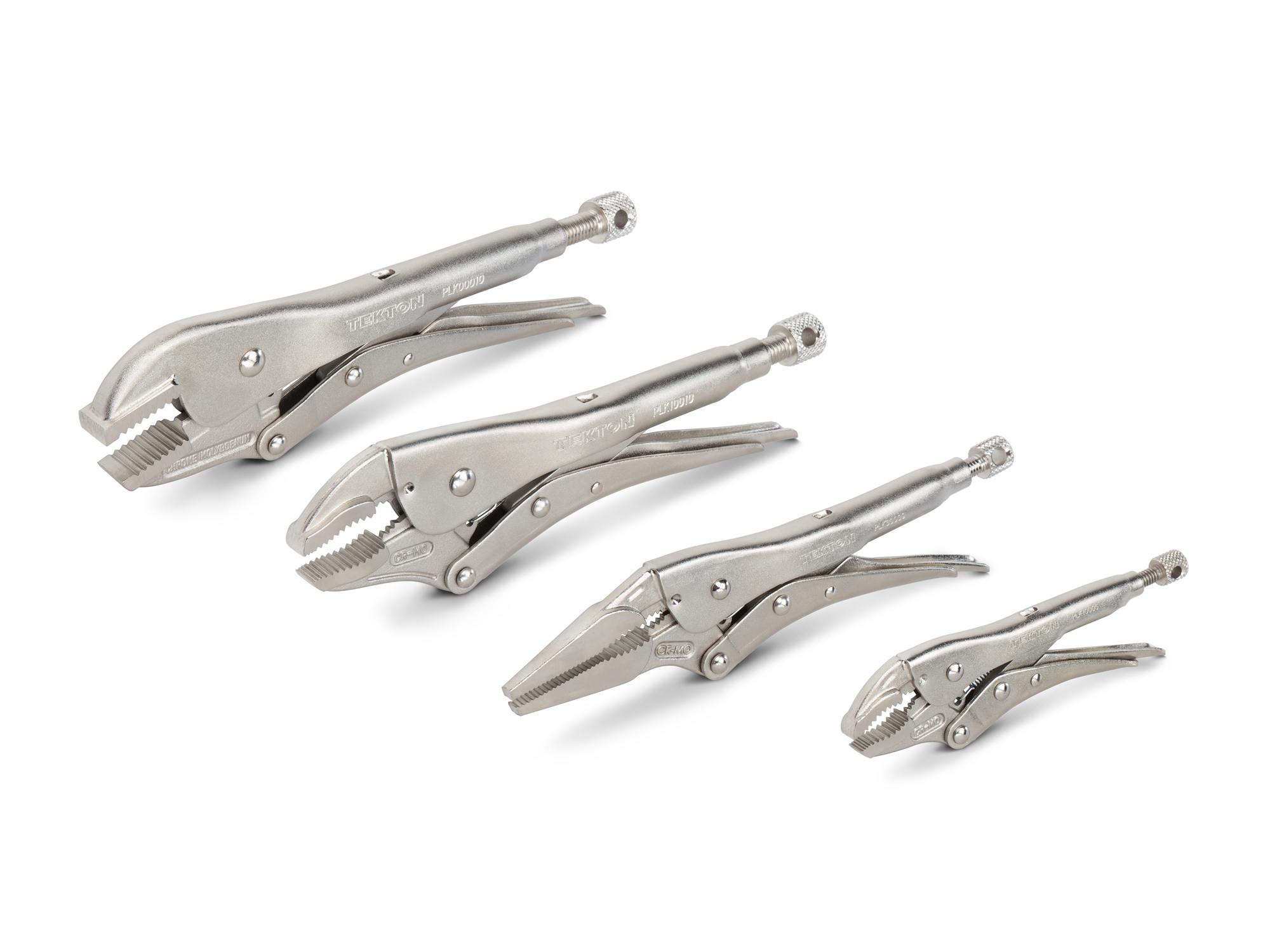 TEKTON Locking Pliers Set, 4-Piece (Straight Jaw, Curved Jaw, Long Nose)