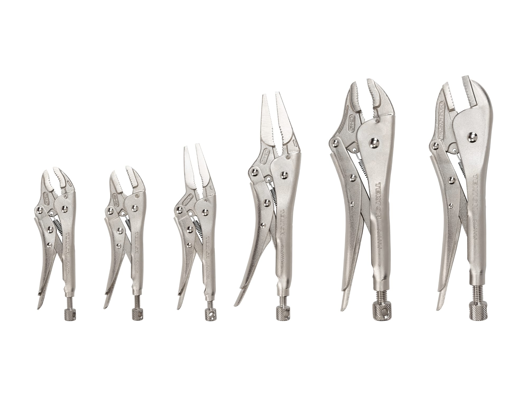 Locking Pliers Set, 6-Piece (Straight Jaw, Curved Jaw, Long Nose)