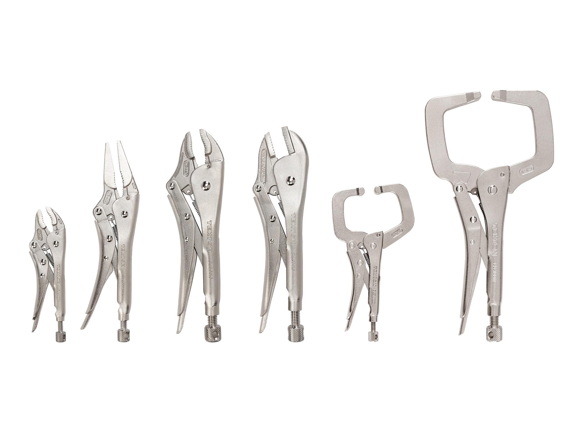 Front view of Tekton locking pliers set. Item #PLK99905