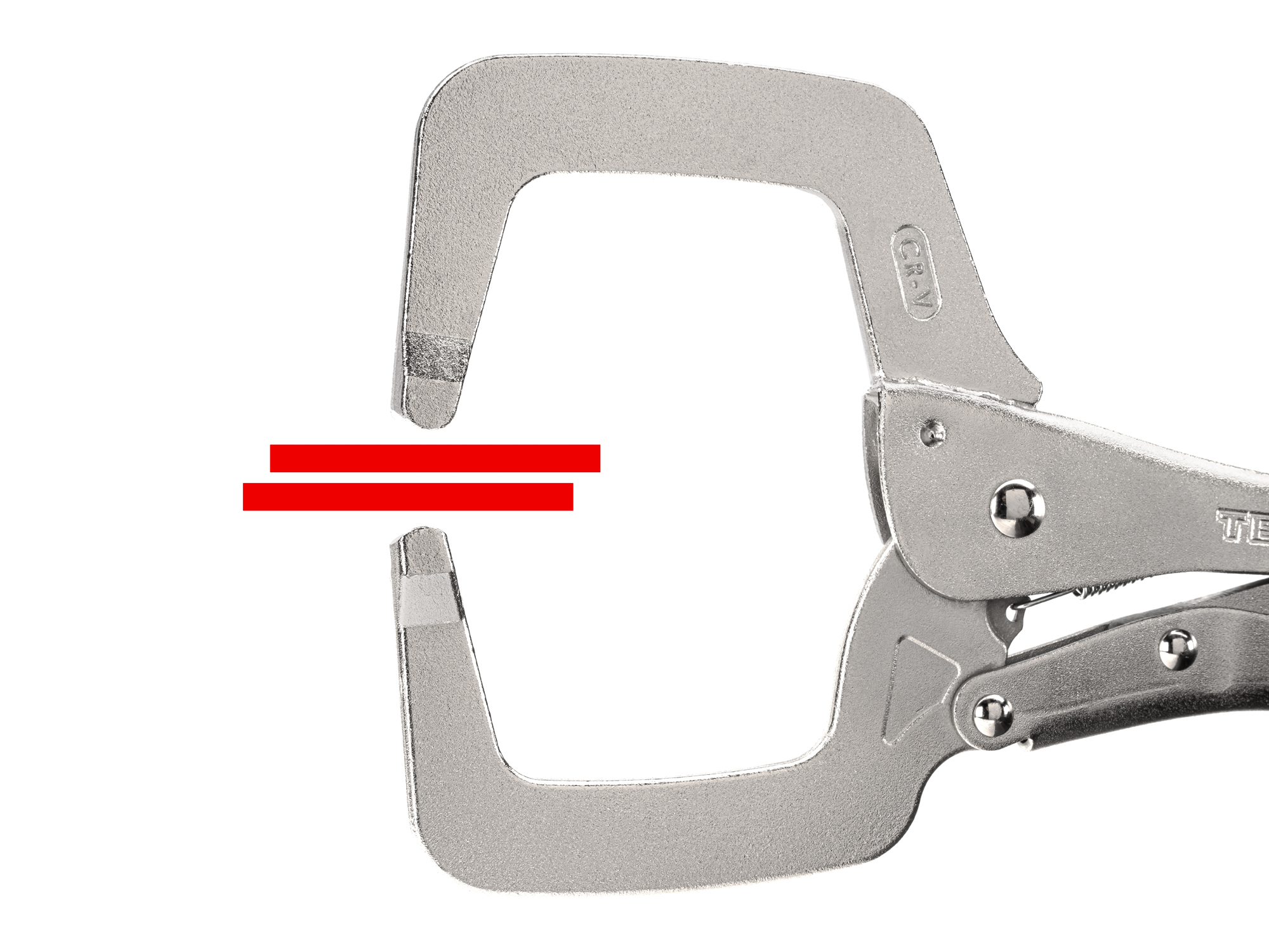 The 11 inch locking c-clamp provides a concentrated clamping force, an easy pull to release lever, and a large adjustment knob.