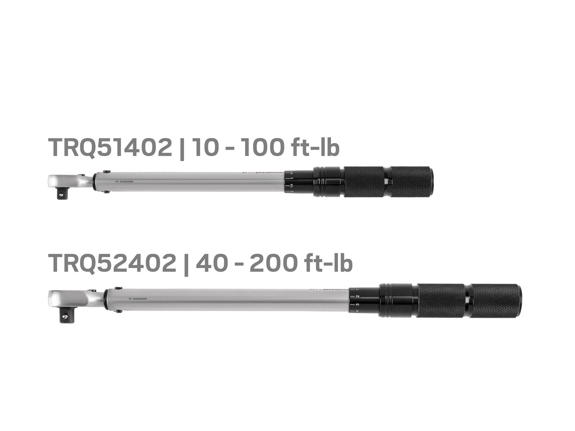Side view of Tekton case micrometer torque wrench set. Item #TRQ95904
