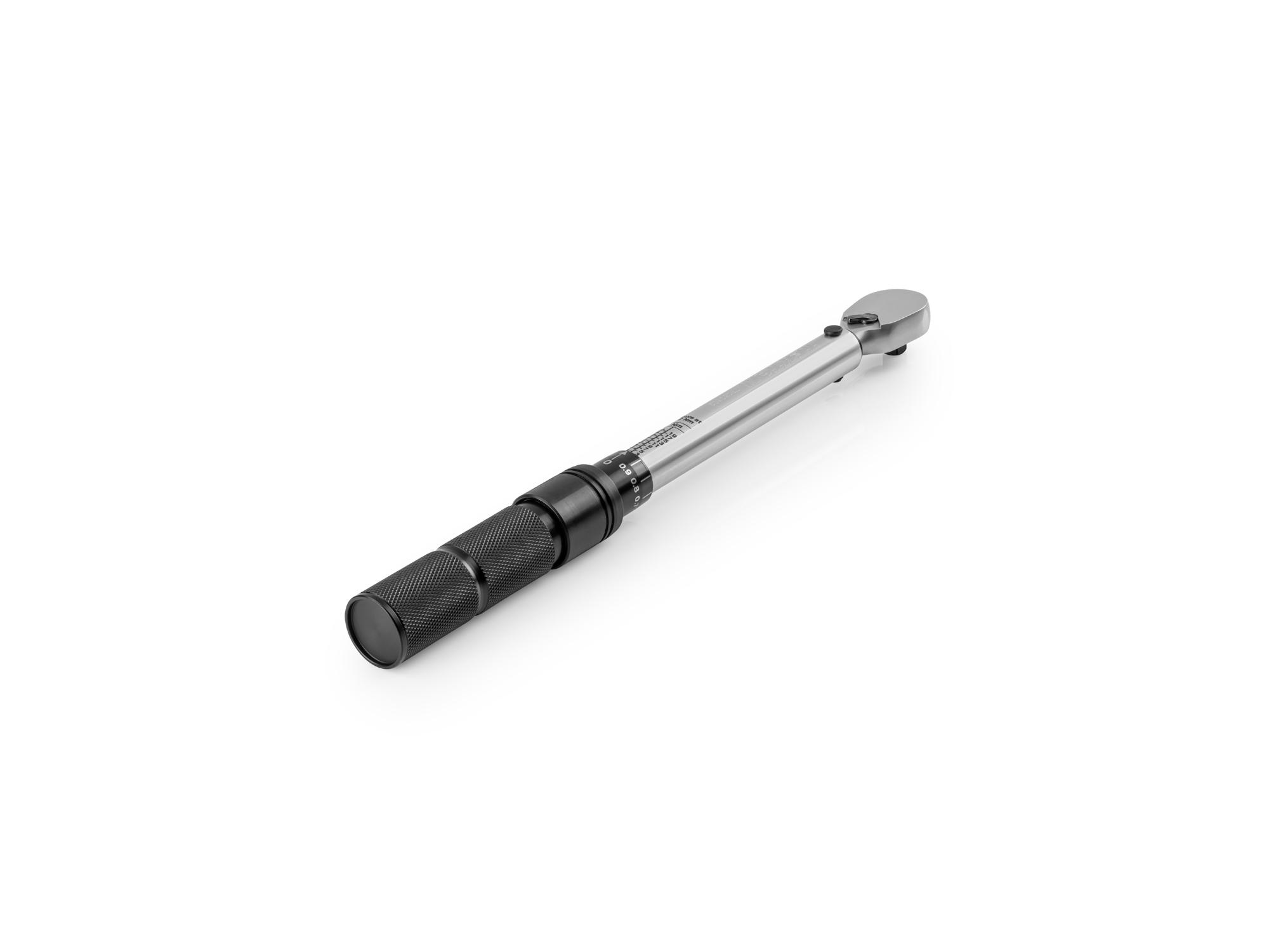 Back angle view of Tekton case micrometer torque wrench. Item #TRQ50502