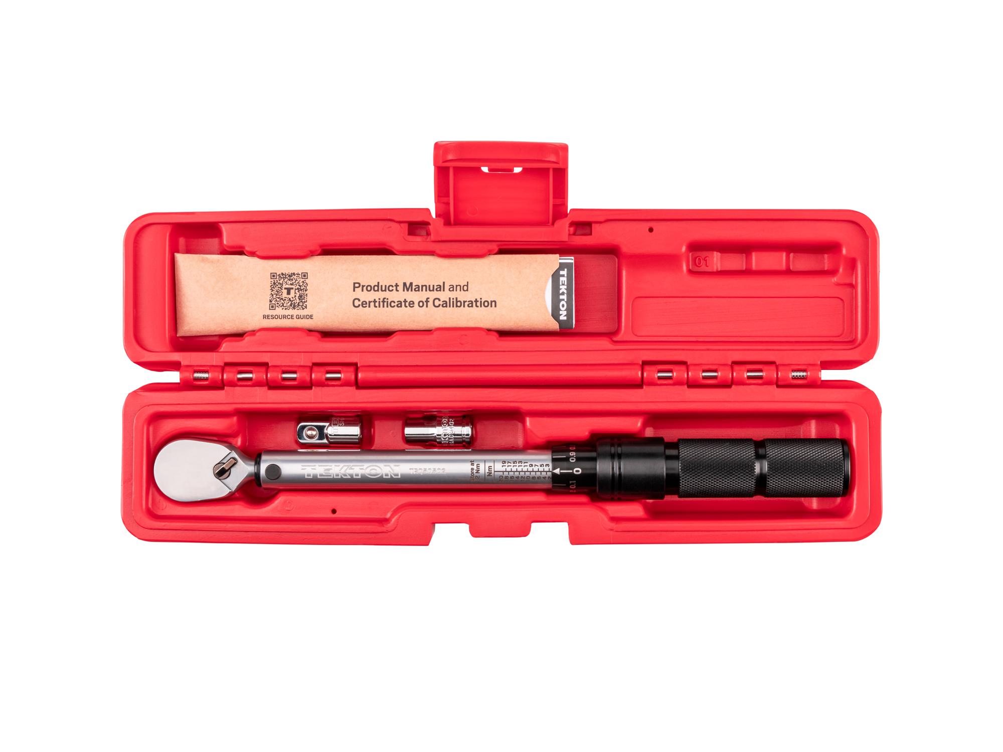 Top view of Tekton case micrometer torque wrench. Item #TRQ50502