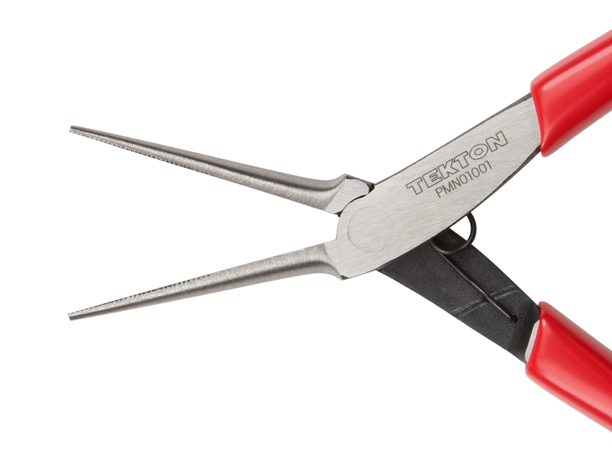 Extra long, slender nose pliers reaches into narrow spaces. Fine, crosscut teeth grip evenly in any direction. PMN01001.