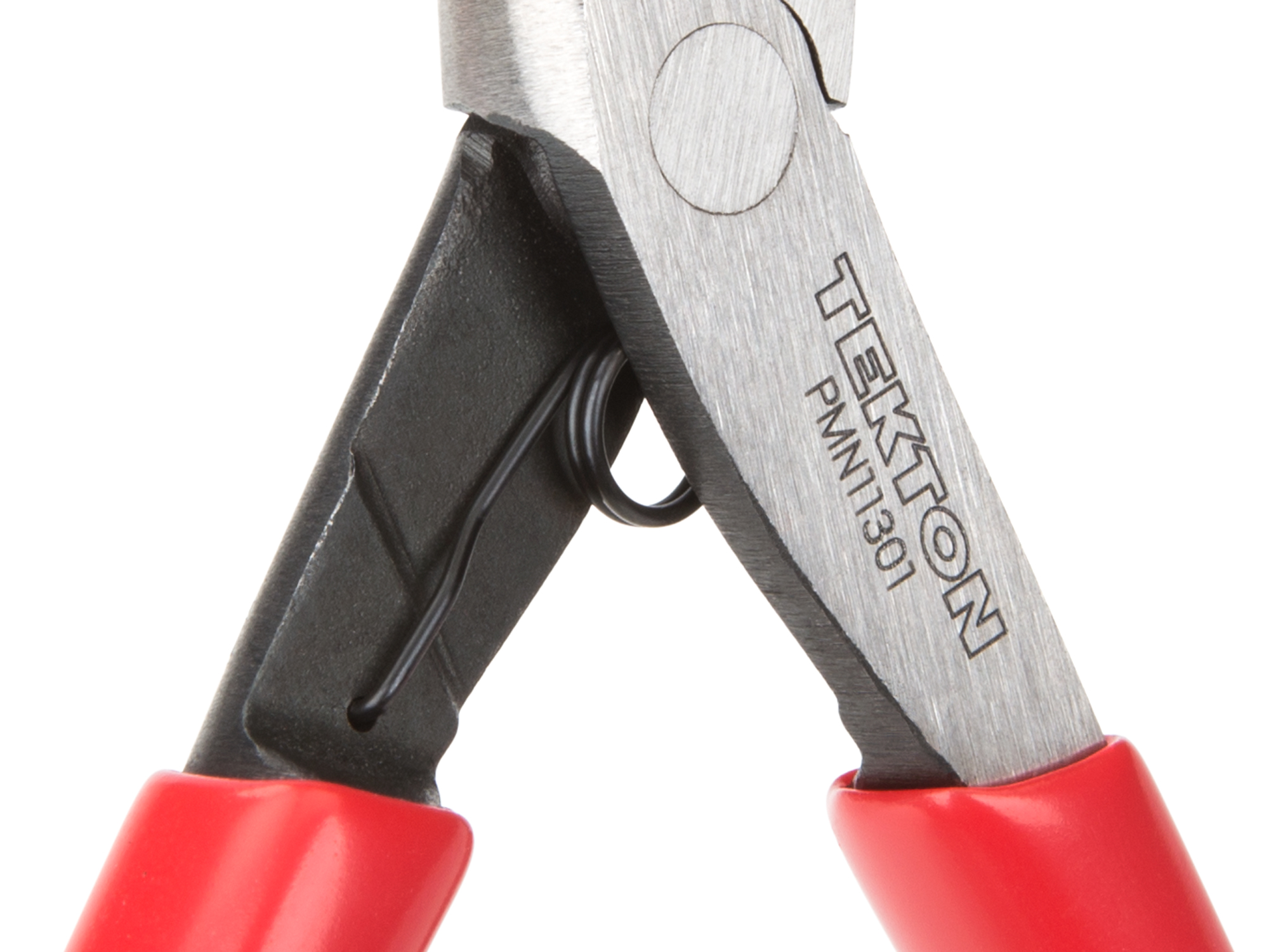 45 degree nose reaches around obstructions. Mini pliers with fine, crosscut teeth grip evenly in any direction. PMN11301.