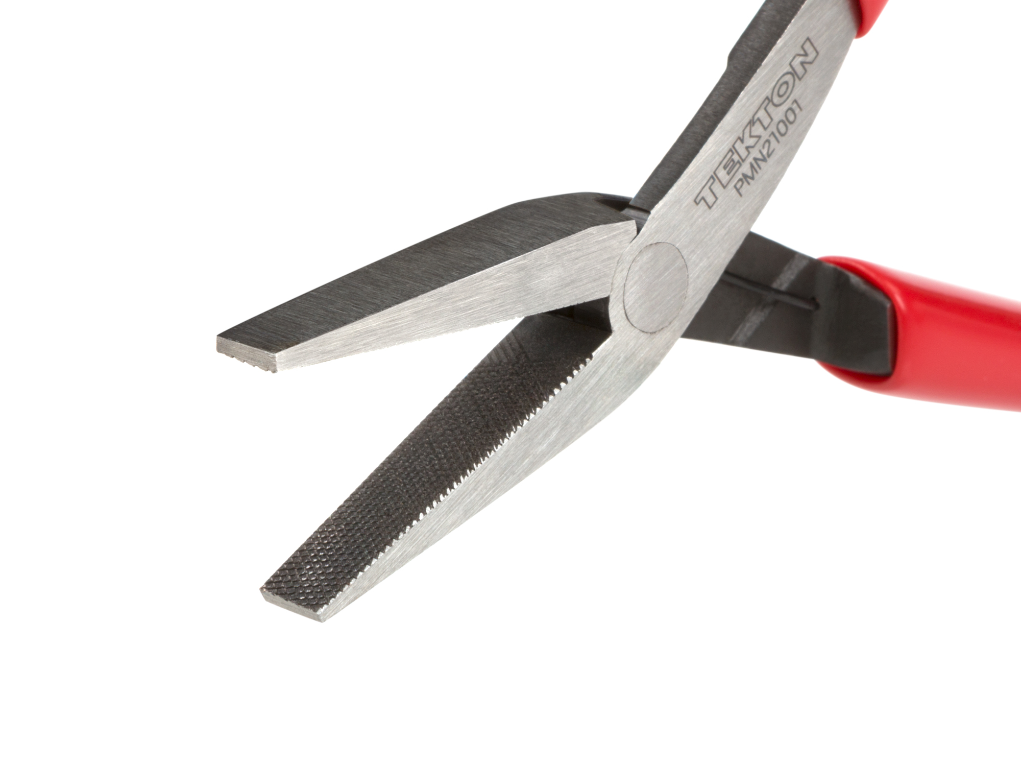 This pliers has broad, flat jaws with fine, crosscut teeth. Securely grasps thin parts, sheet stock. Straight, 90-degree edges make crisp bends. PMN21001.