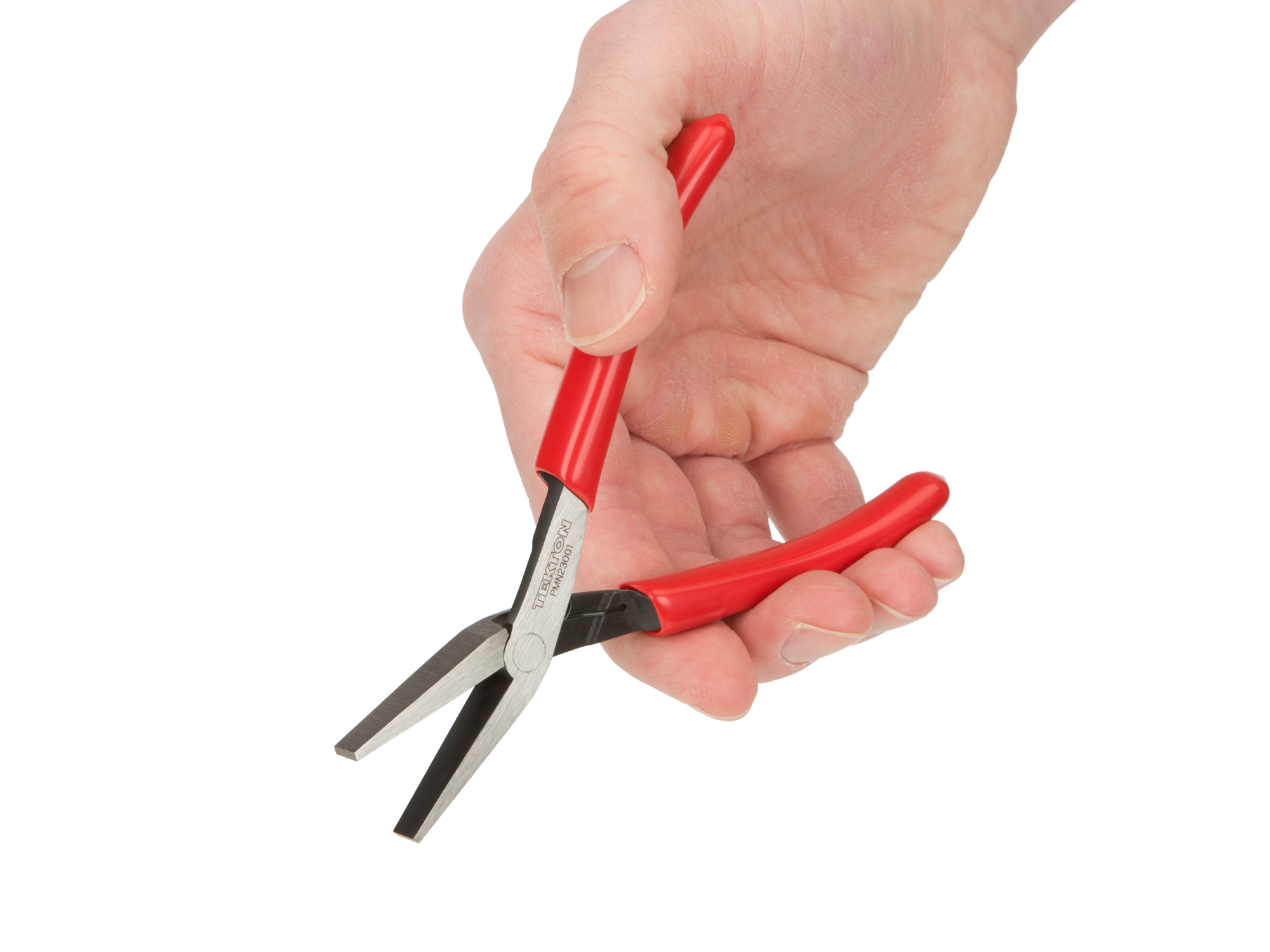 This pliers has broad, flat jaws with smooth faces. Safely grasps delicate parts, no marring. Straight, 90-degree edges make crisp bends. PMN23001.