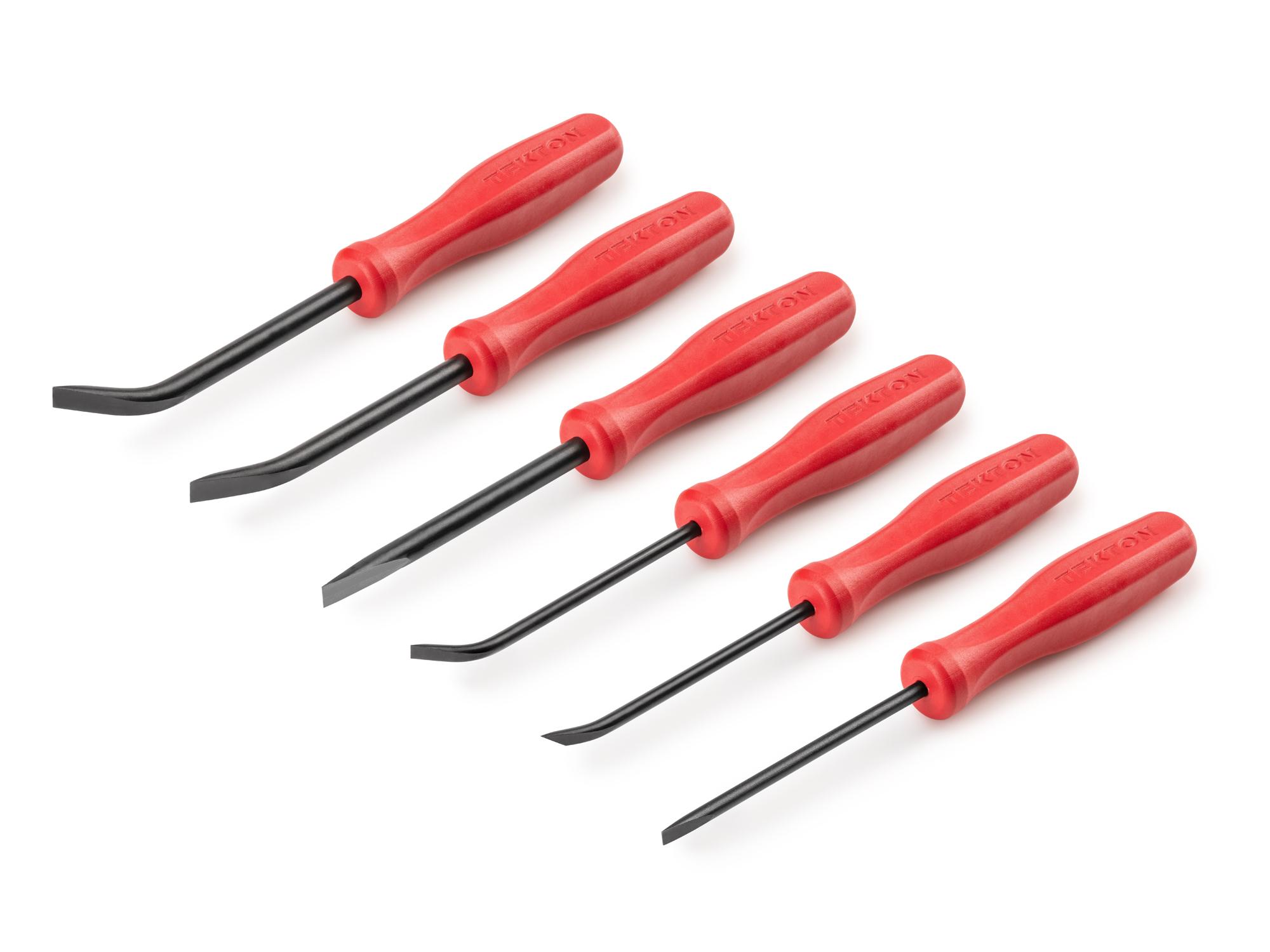 Front-right angle view of Tekton 3 inch mini pry bar set. Item #LRD90806