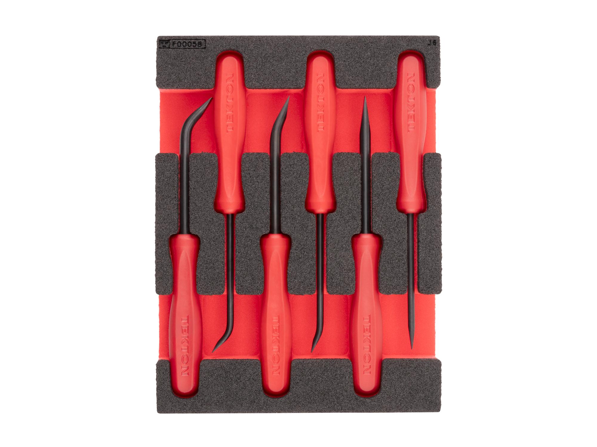Top view of red Tekton mini pry bar set with 8 x 6 inch foam organizer. LRD98800