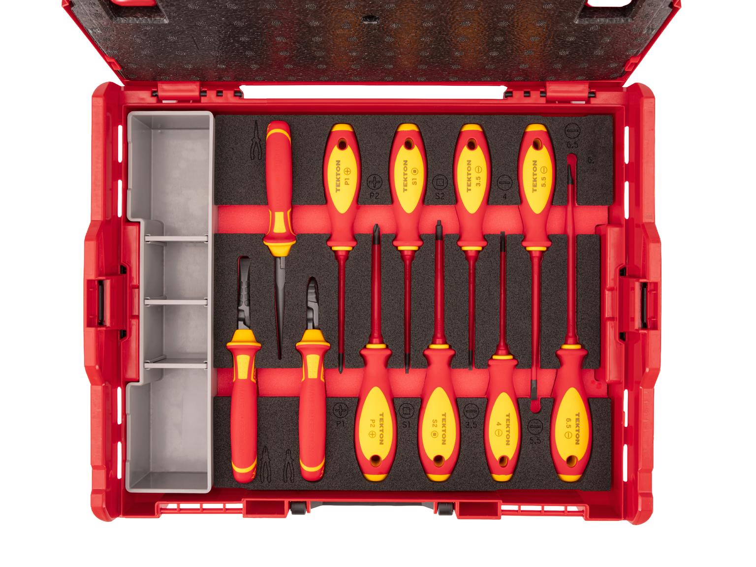 Insulated Drivers and Pliers Set with Stacking Tool Box (L-BOXX1) and Organizer Bin (11-Piece)
