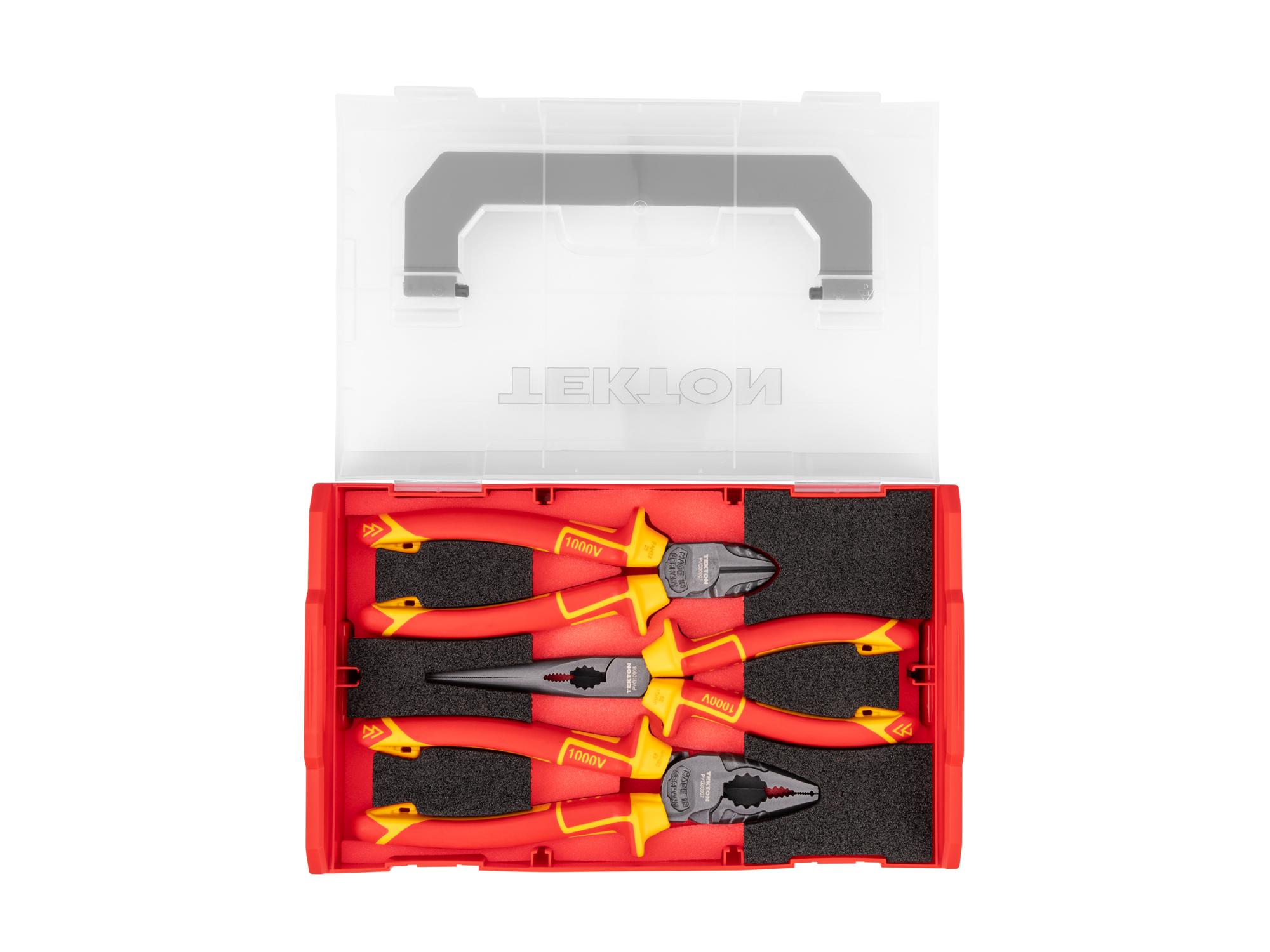 Top view of Tekton mixed pliers set set. Item #PLR96002
