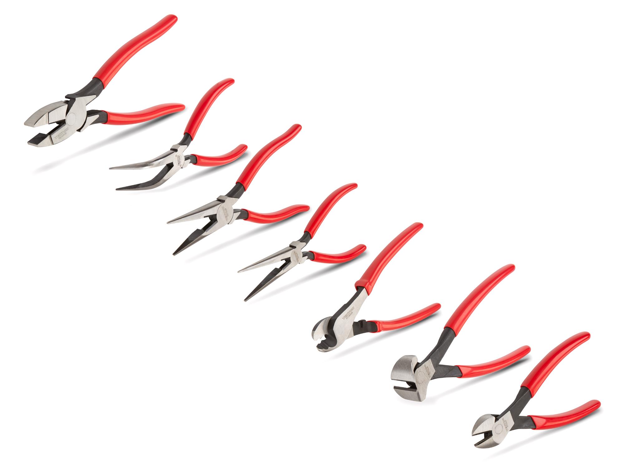Front-right angle view of Tekton mixed pliers set set. Item #PLR99010
